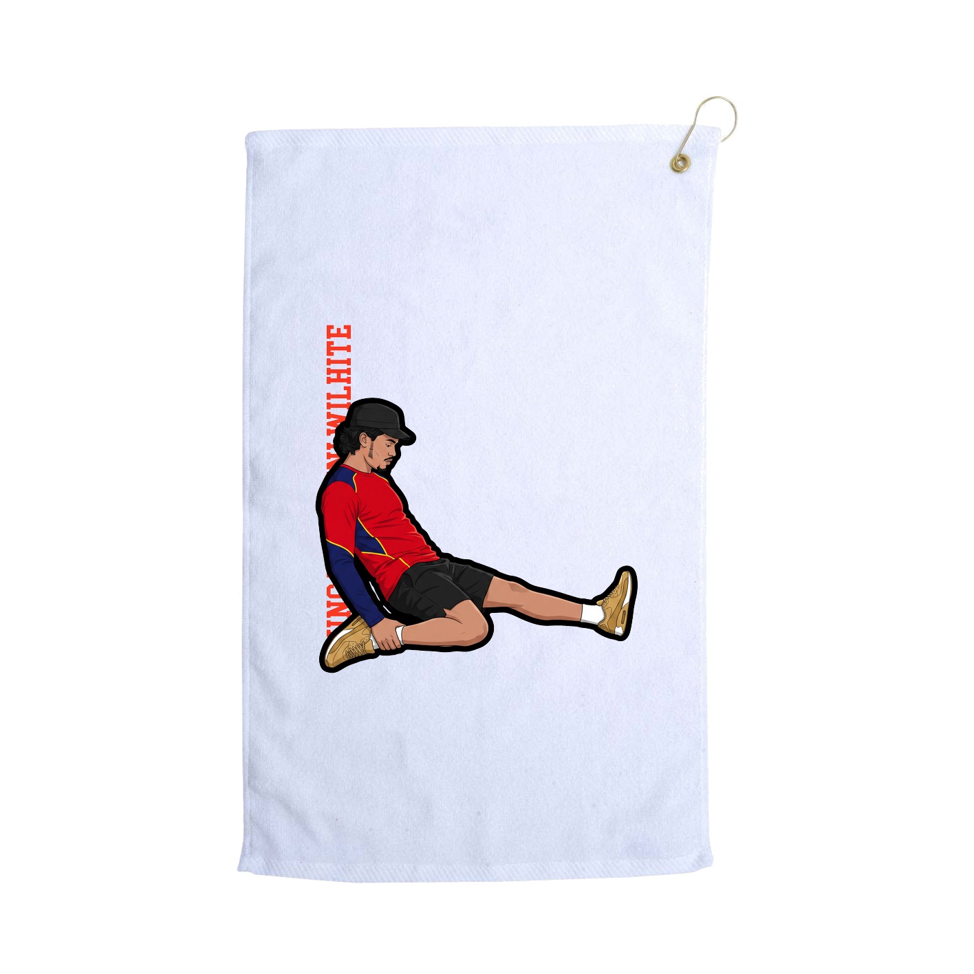 Golf Towel — Name Vertical in White