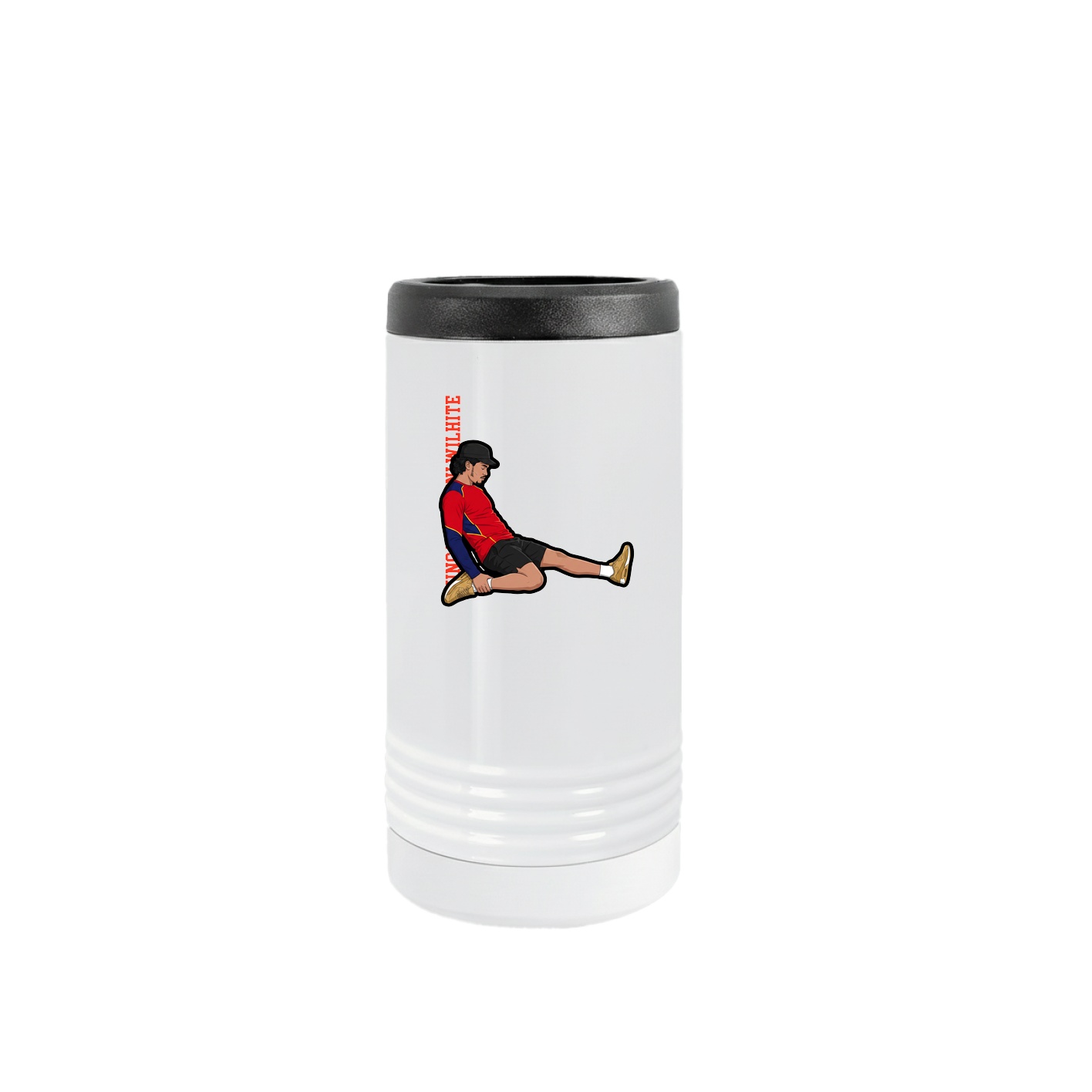 Slim Beverage Holder — Name Vertical in White