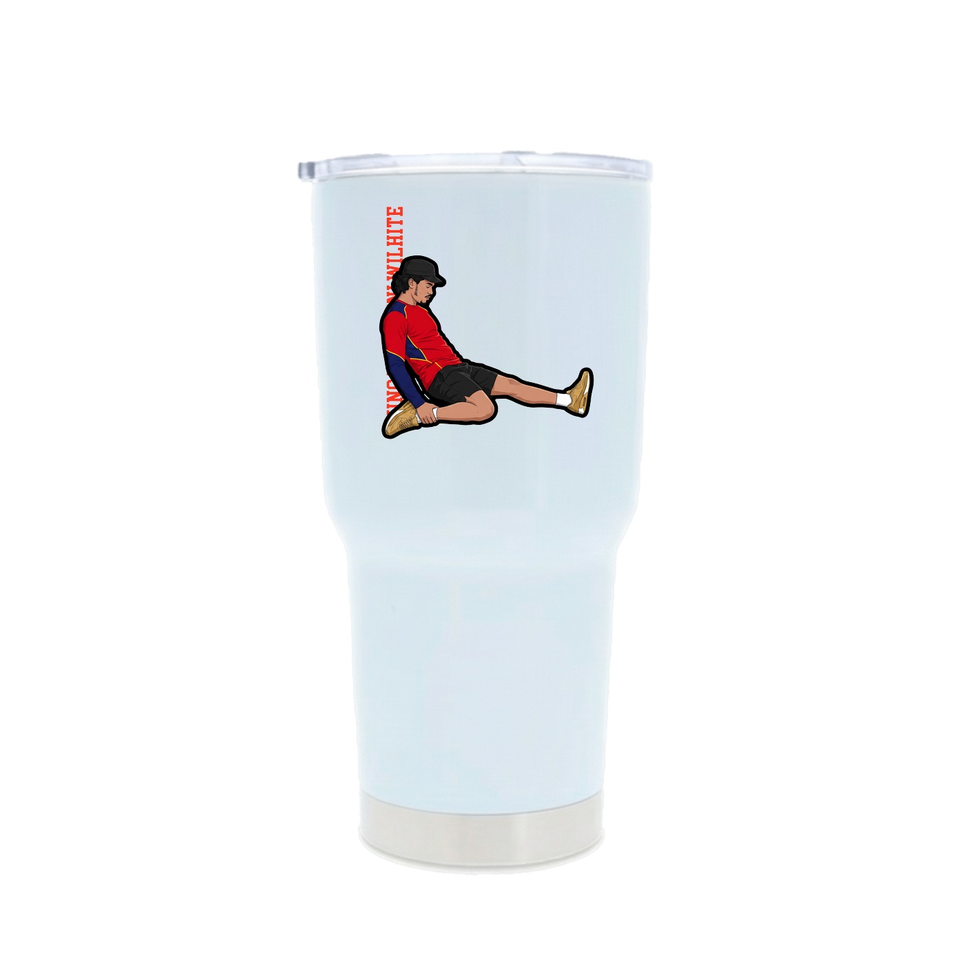 30oz Stainless Steel Tumbler — Name Vertical in White