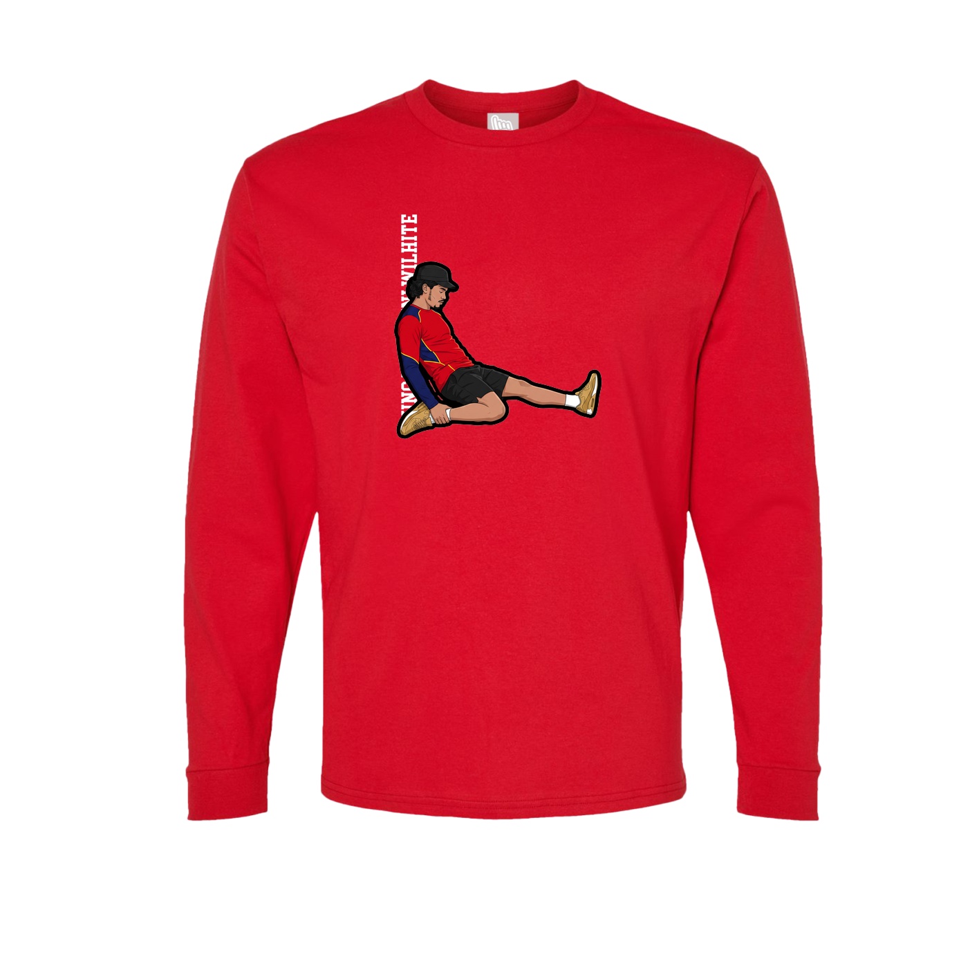 Long Sleeve Tee — Name Vertical in Red