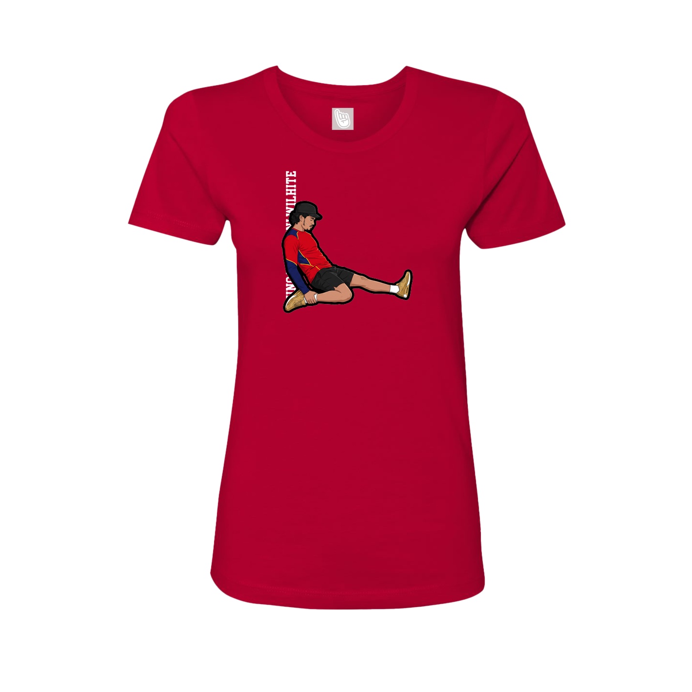 Fitted Women's Tee — Name Vertical in Red