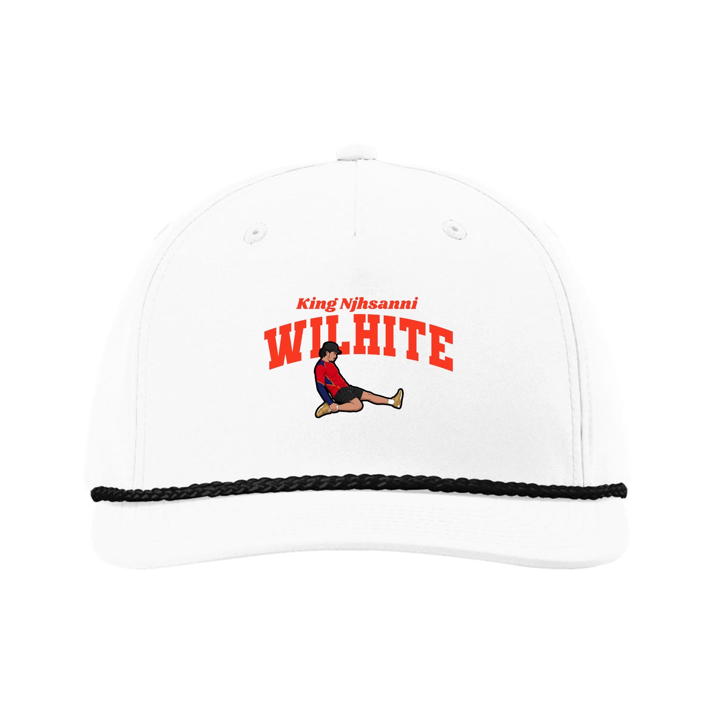 Five-Panel Classic Rope Cap — Signature Arch in White