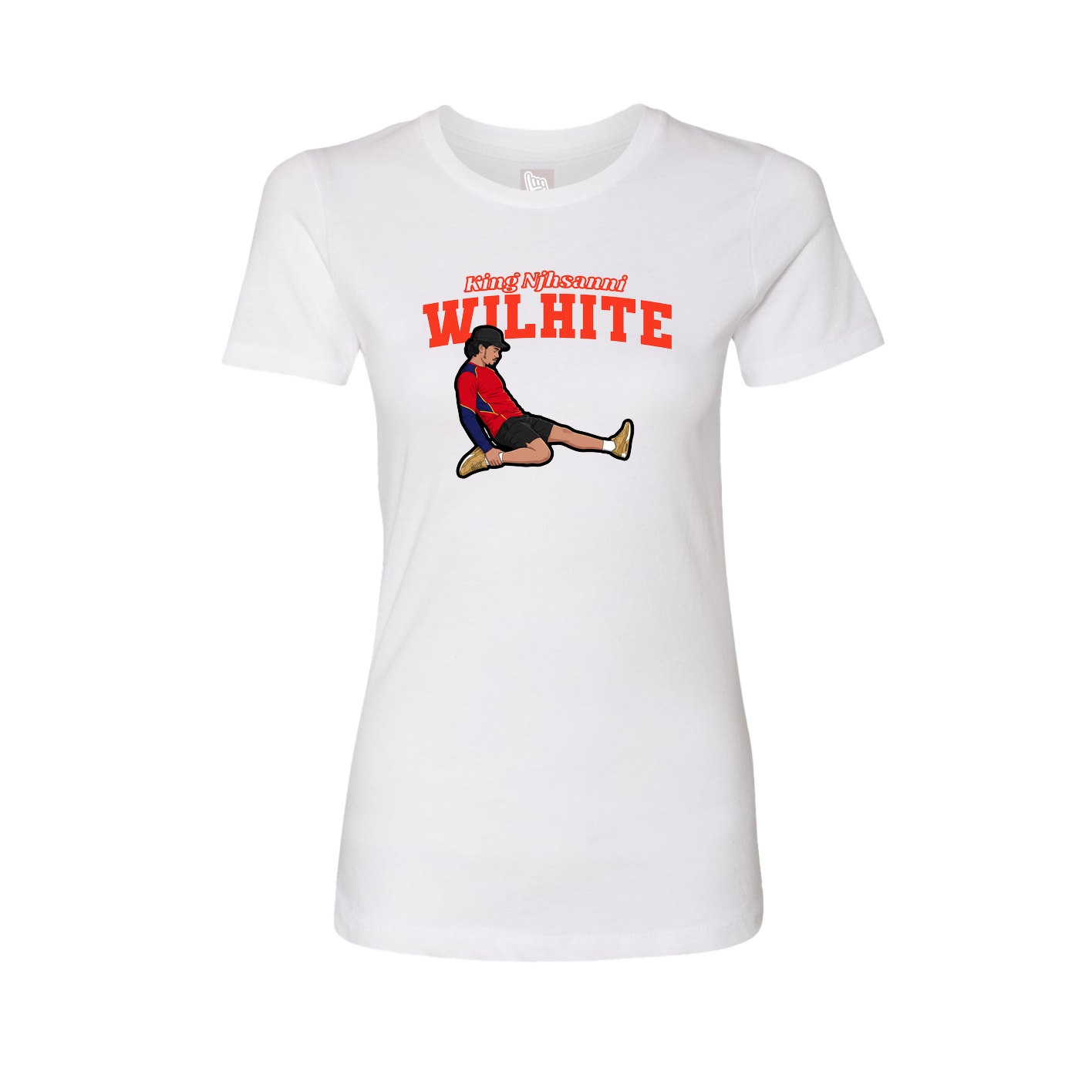 Fitted Women's Tee — Name Arch in White