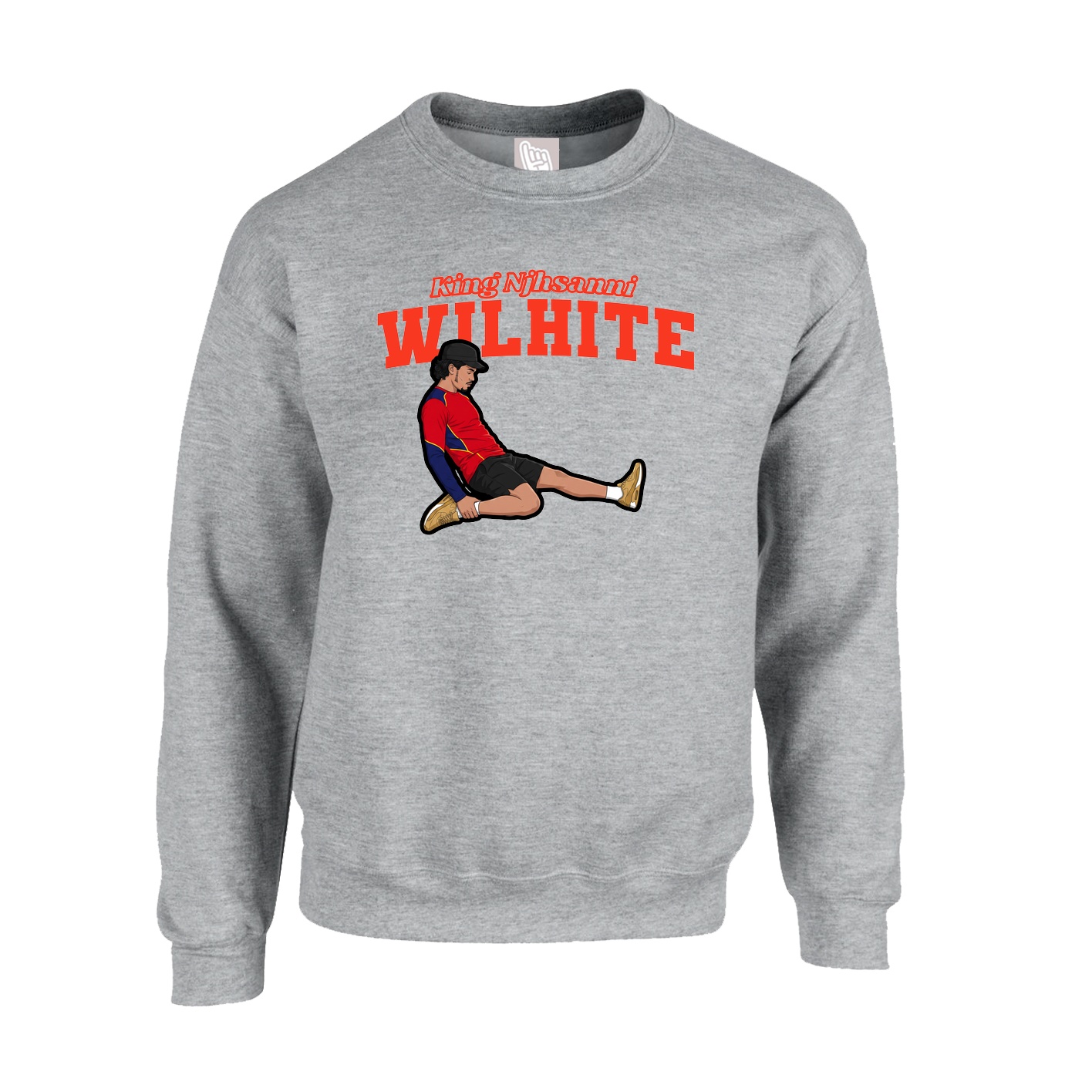 Fleece Crew — Name Arch in Grey