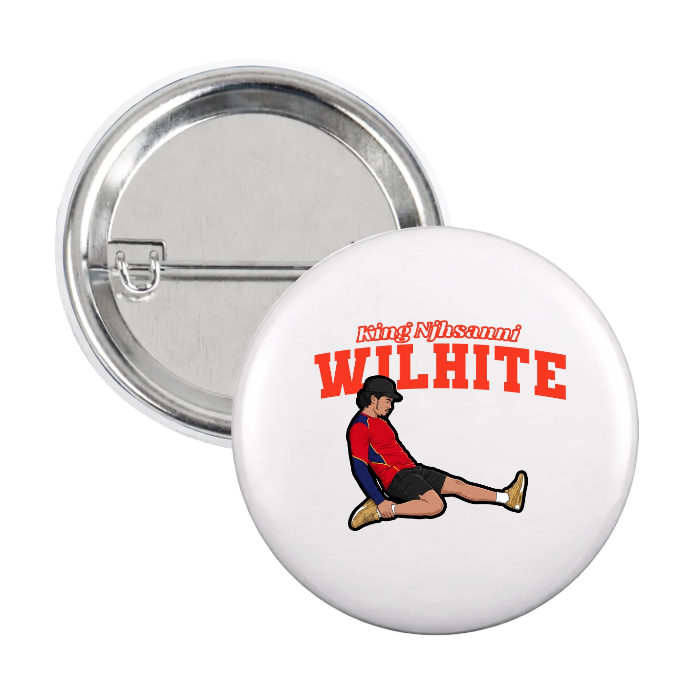 Game Day Button — Name Arch in White