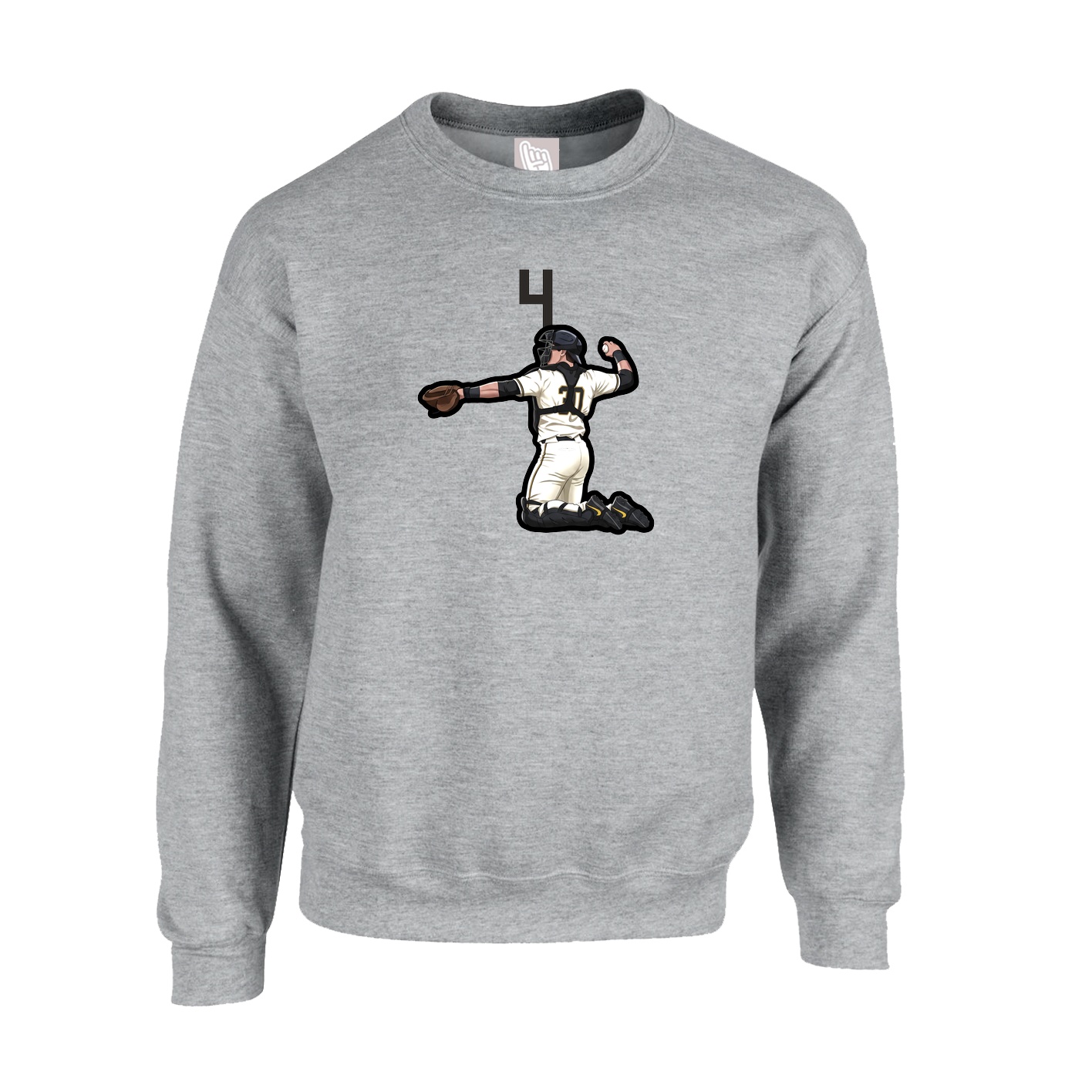 Fleece Crew — Number Top in Grey