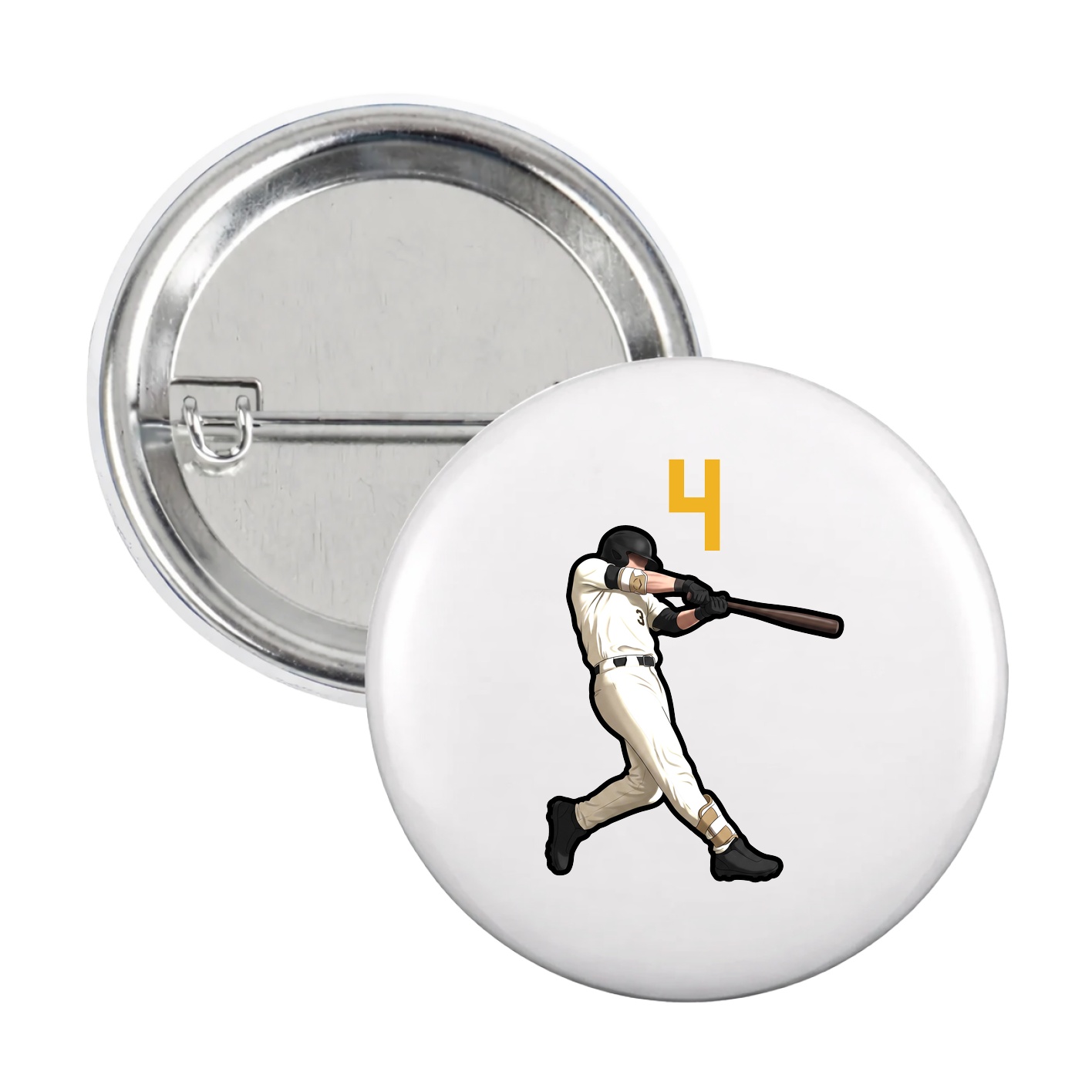 Game Day Button — Number Top in White