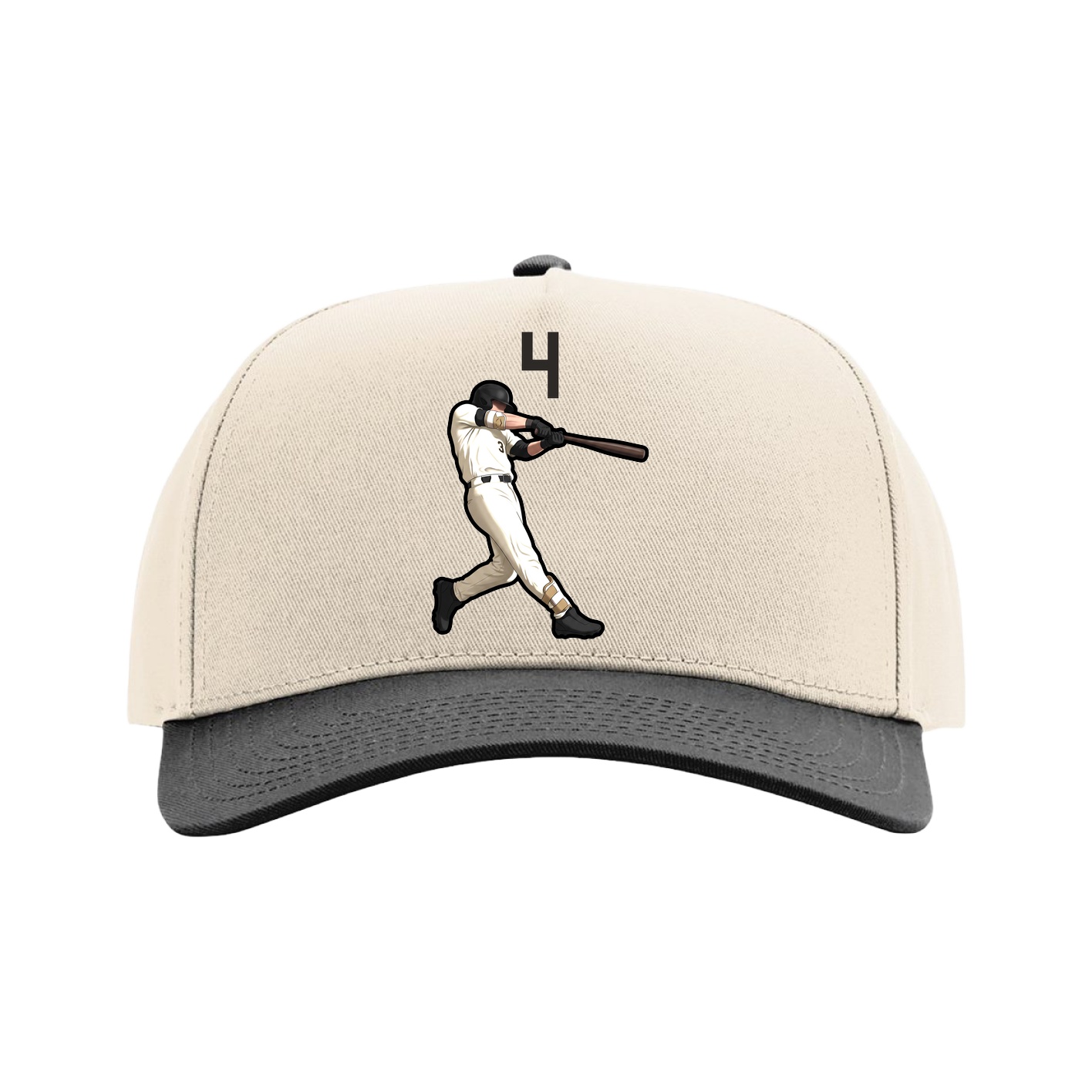 Full Fabric Five-Panel Champ Cap — Number Top in Cream/Black