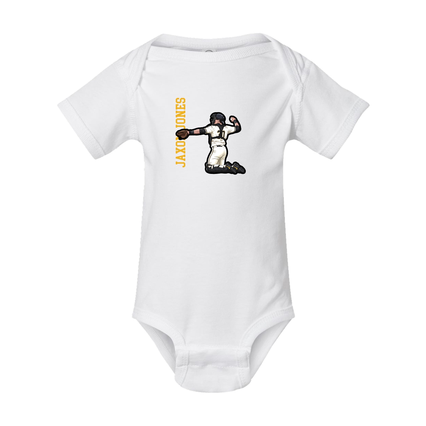 Baby Onesie — Name Vertical in White