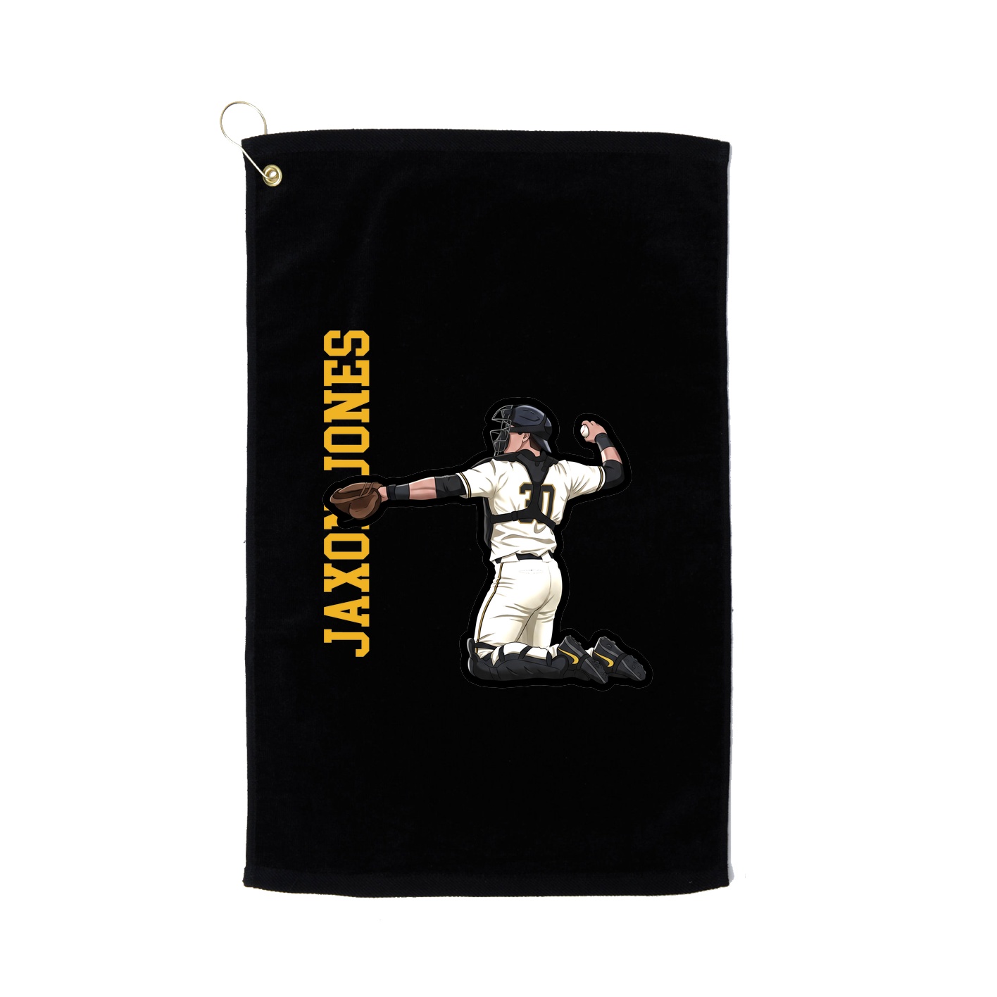 Golf Towel — Name Vertical in Black