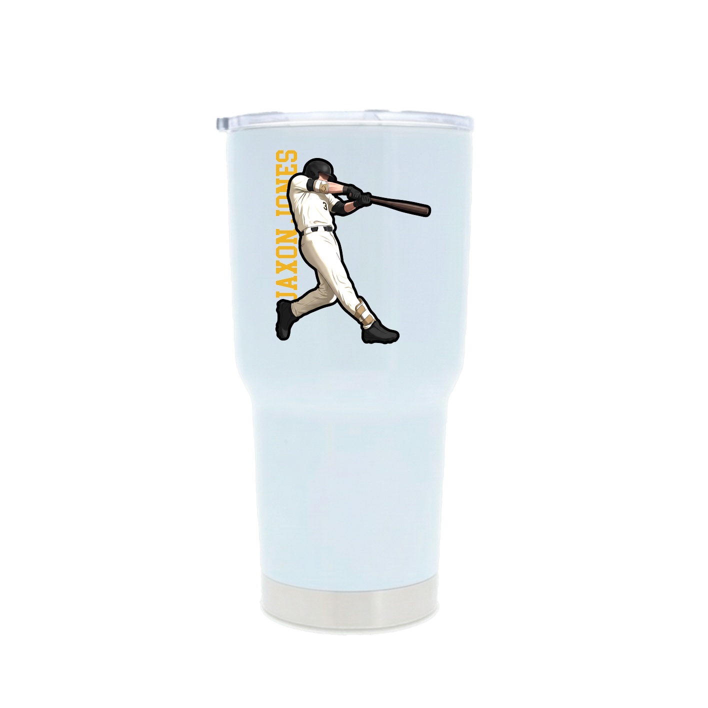 30oz Stainless Steel Tumbler — Name Vertical in White