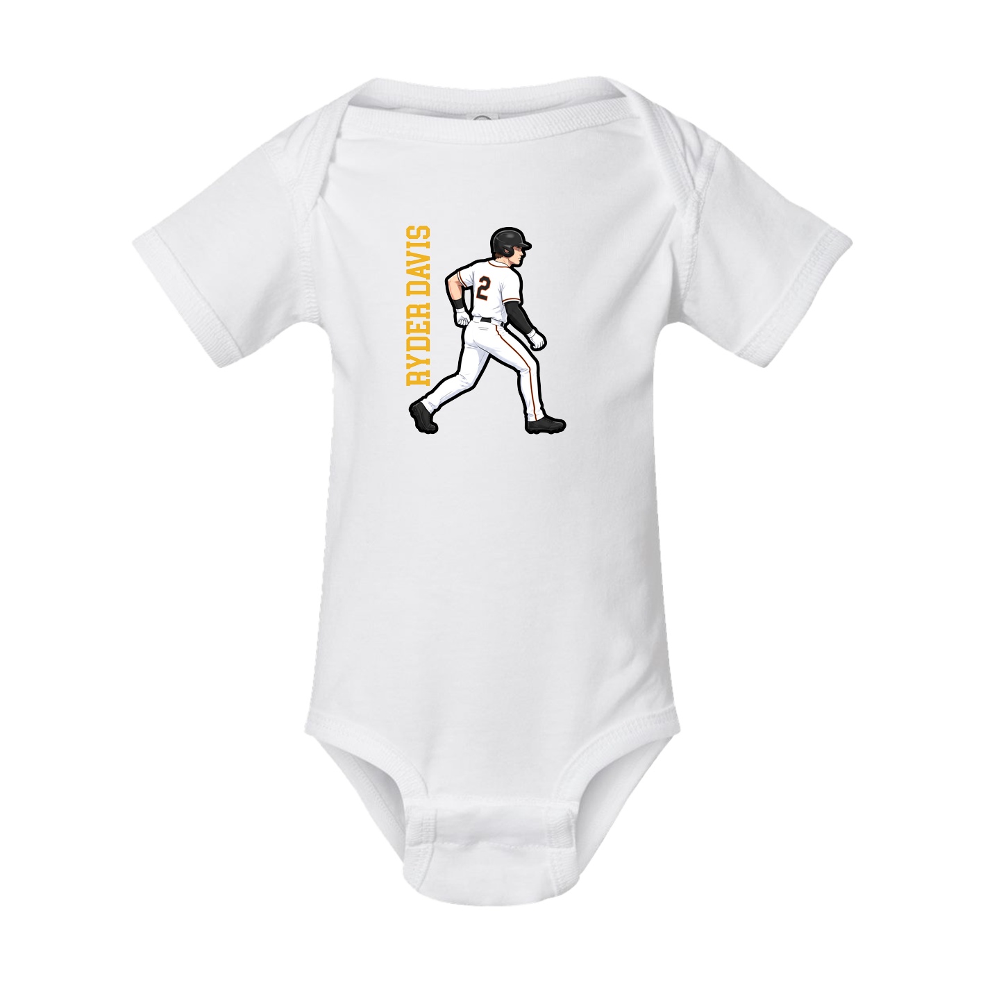 Baby Onesie — Name Vertical in White