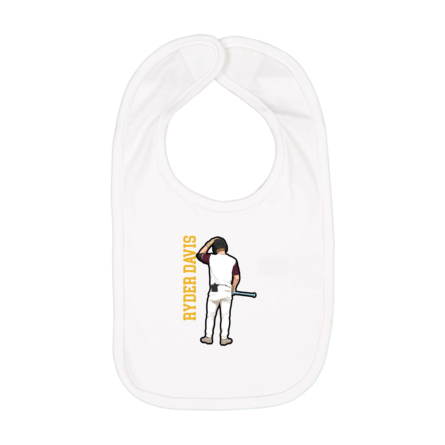 Infant Bib — Name Vertical in White