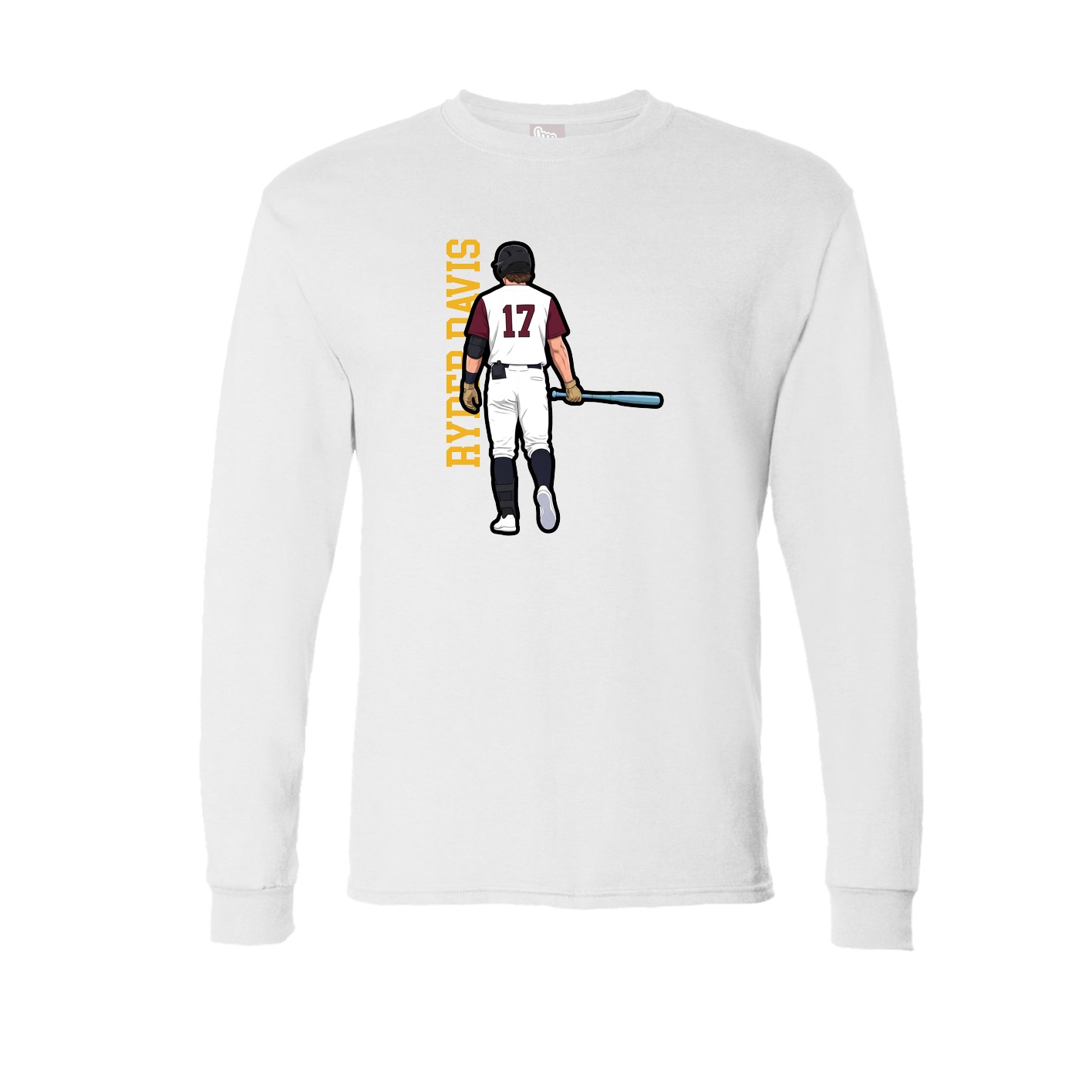 Long Sleeve Tee — Name Vertical in White