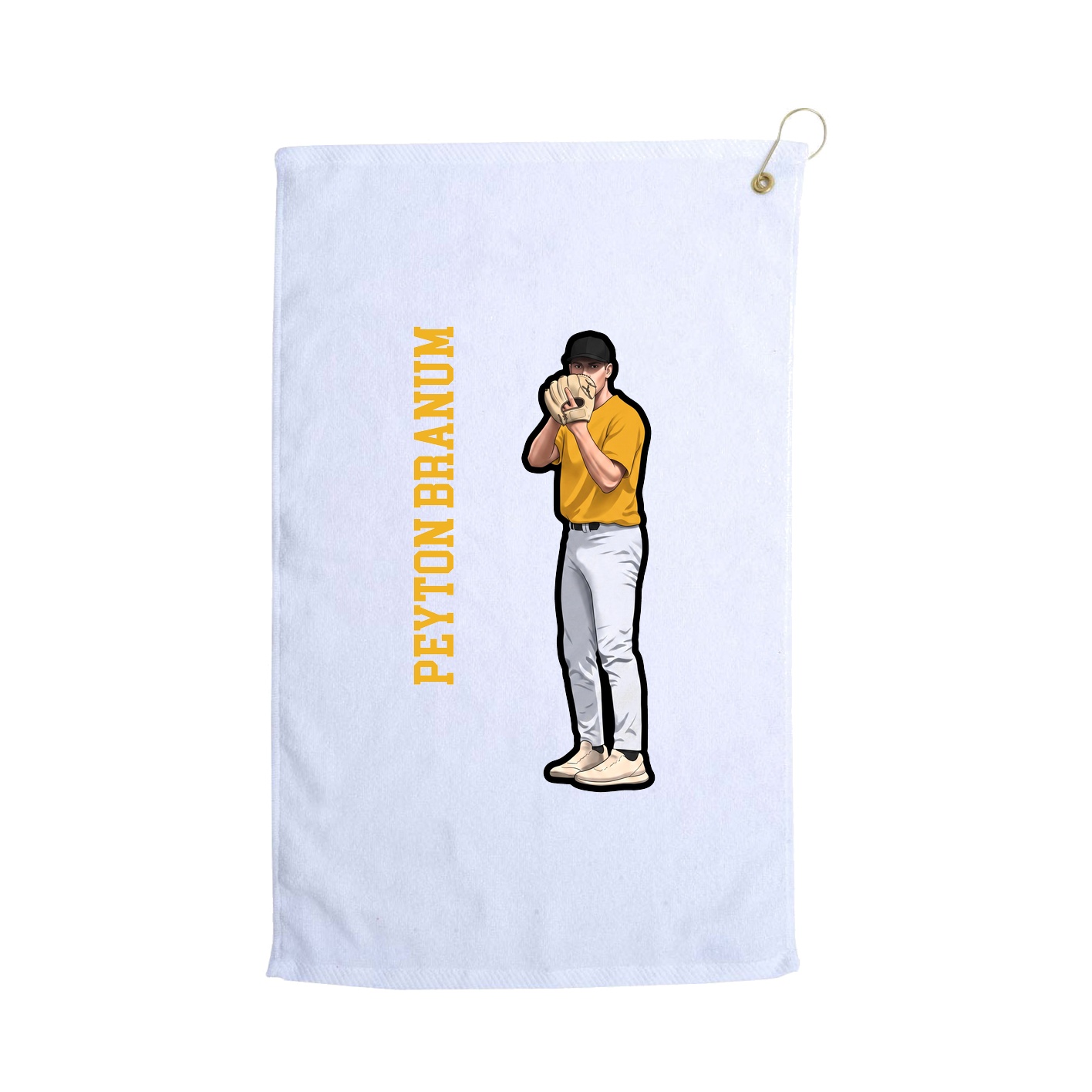 Golf Towel — Name Vertical in White