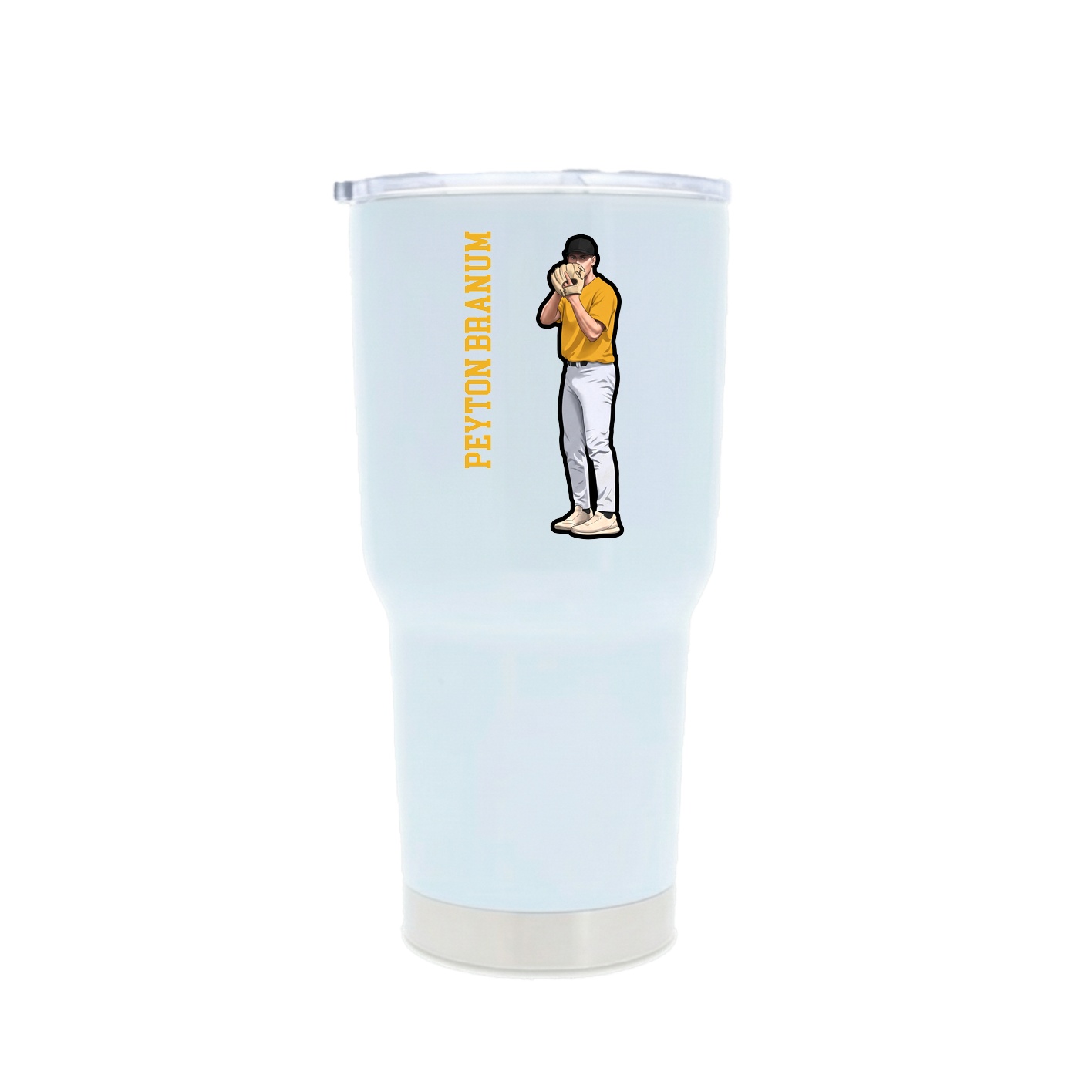 30oz Stainless Steel Tumbler — Name Vertical in White