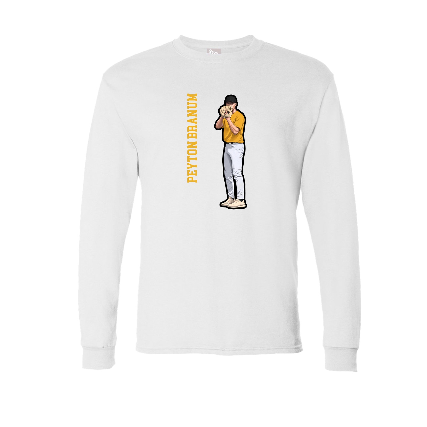 Long Sleeve Tee — Name Vertical in White