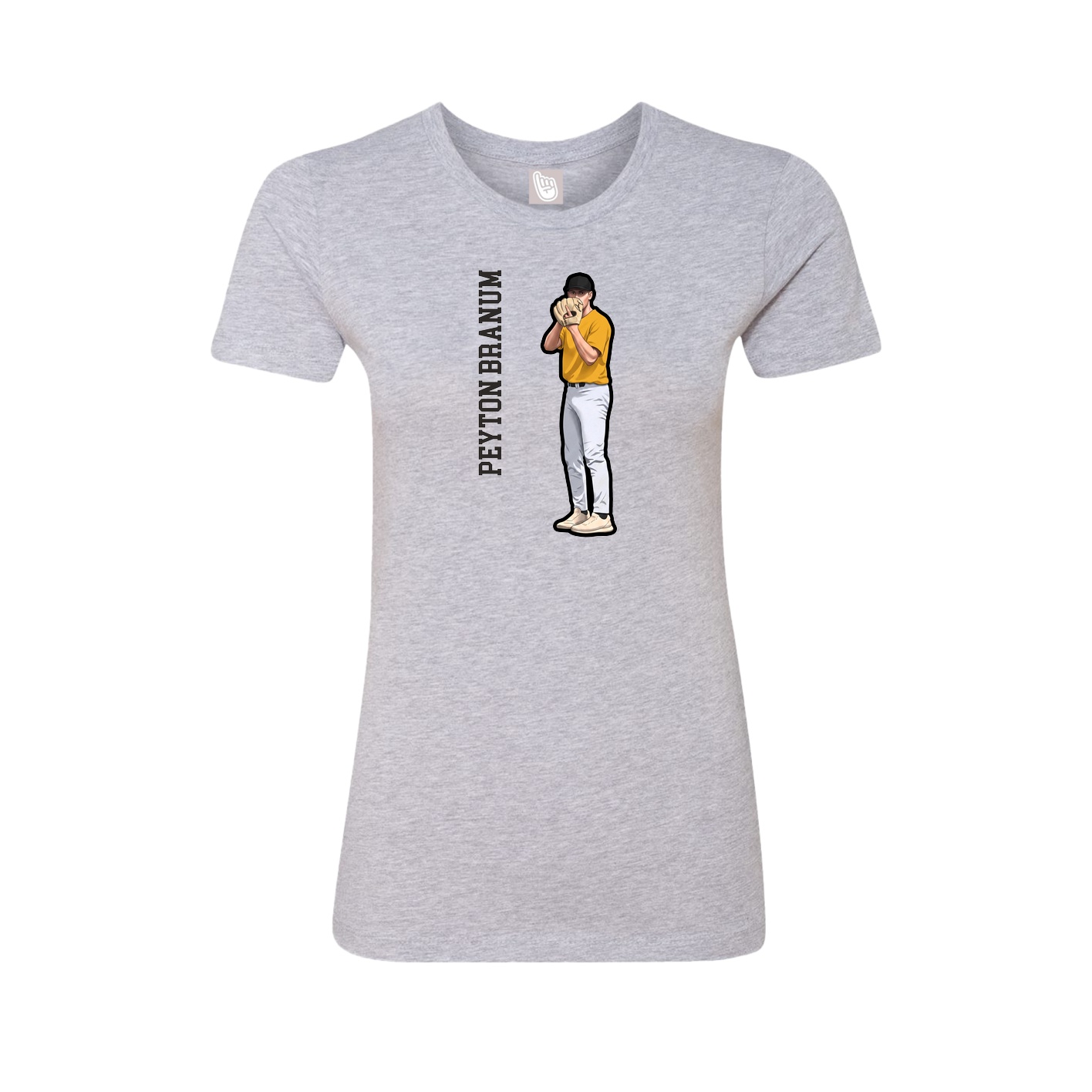 Fitted Women's Tee — Name Vertical in Grey