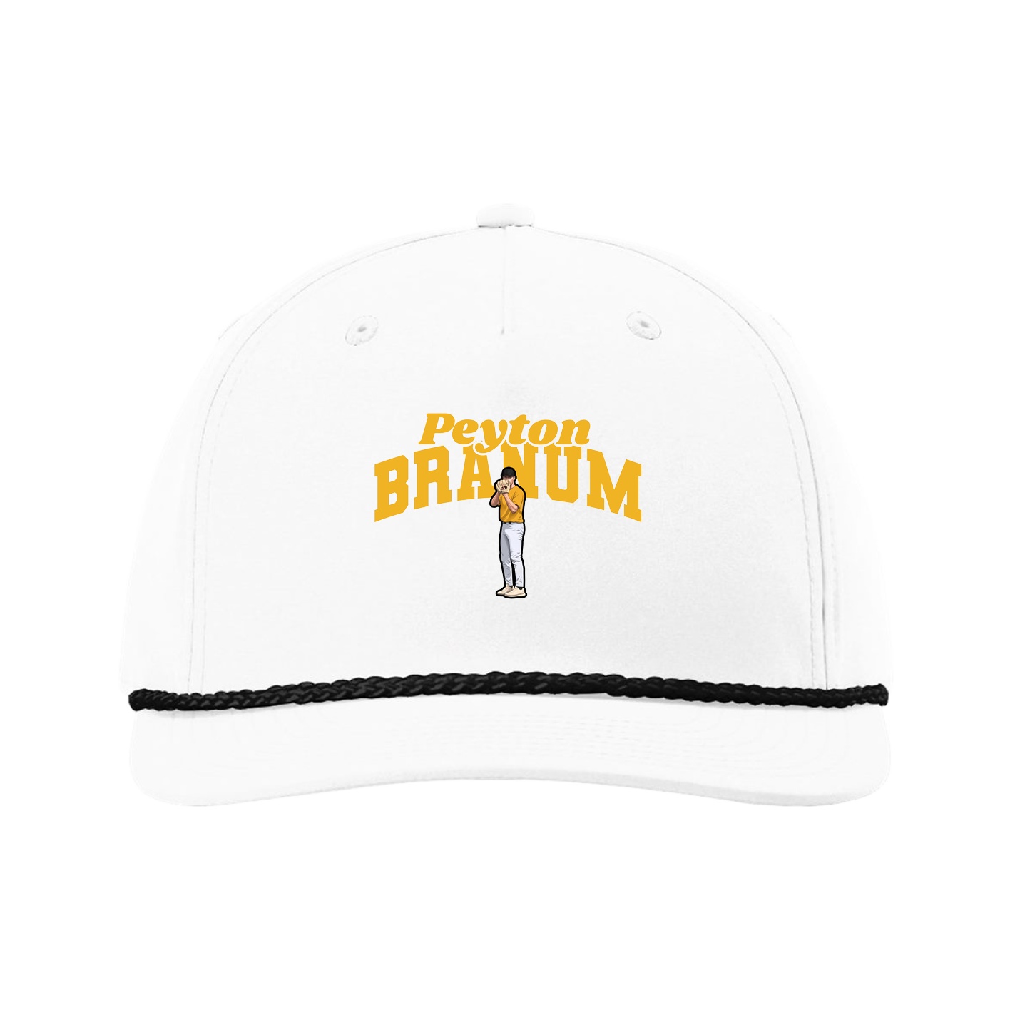 Five-Panel Classic Rope Cap — Signature Arch in White