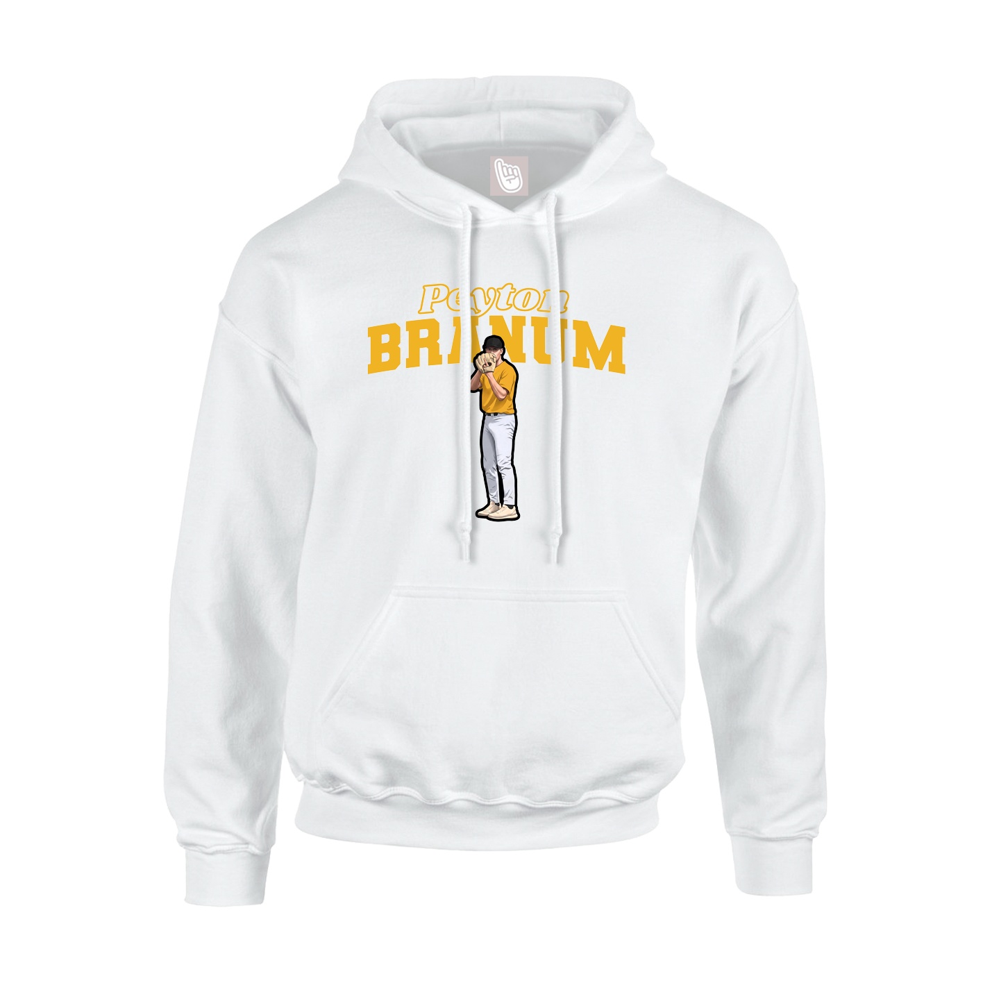 Youth Hoodie — Name Arch in White