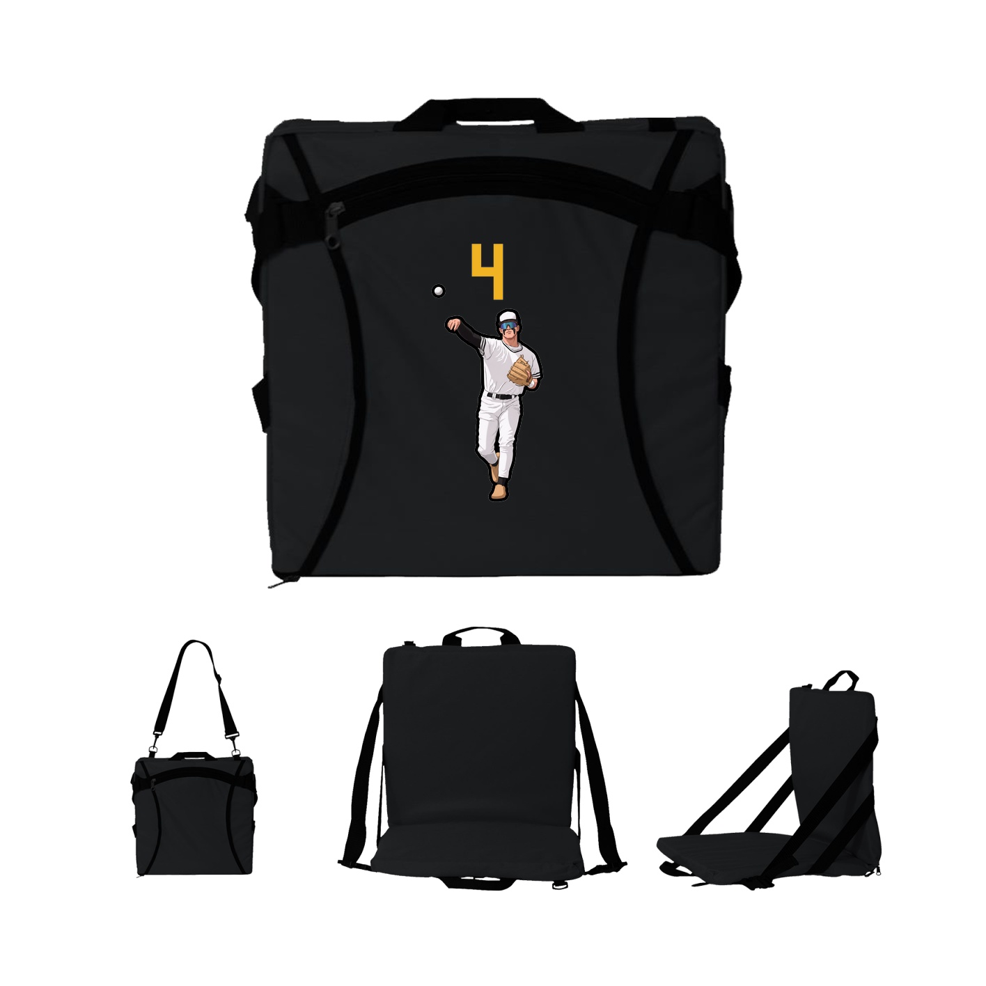 Folding Stadium Seat — Number Top in Black