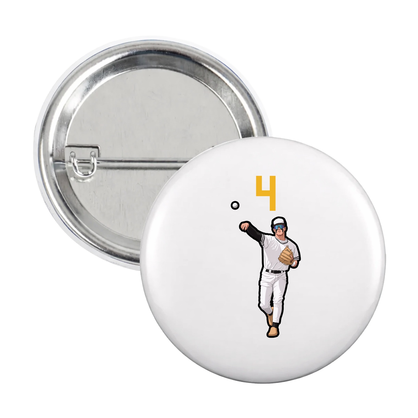Game Day Button — Number Top in White