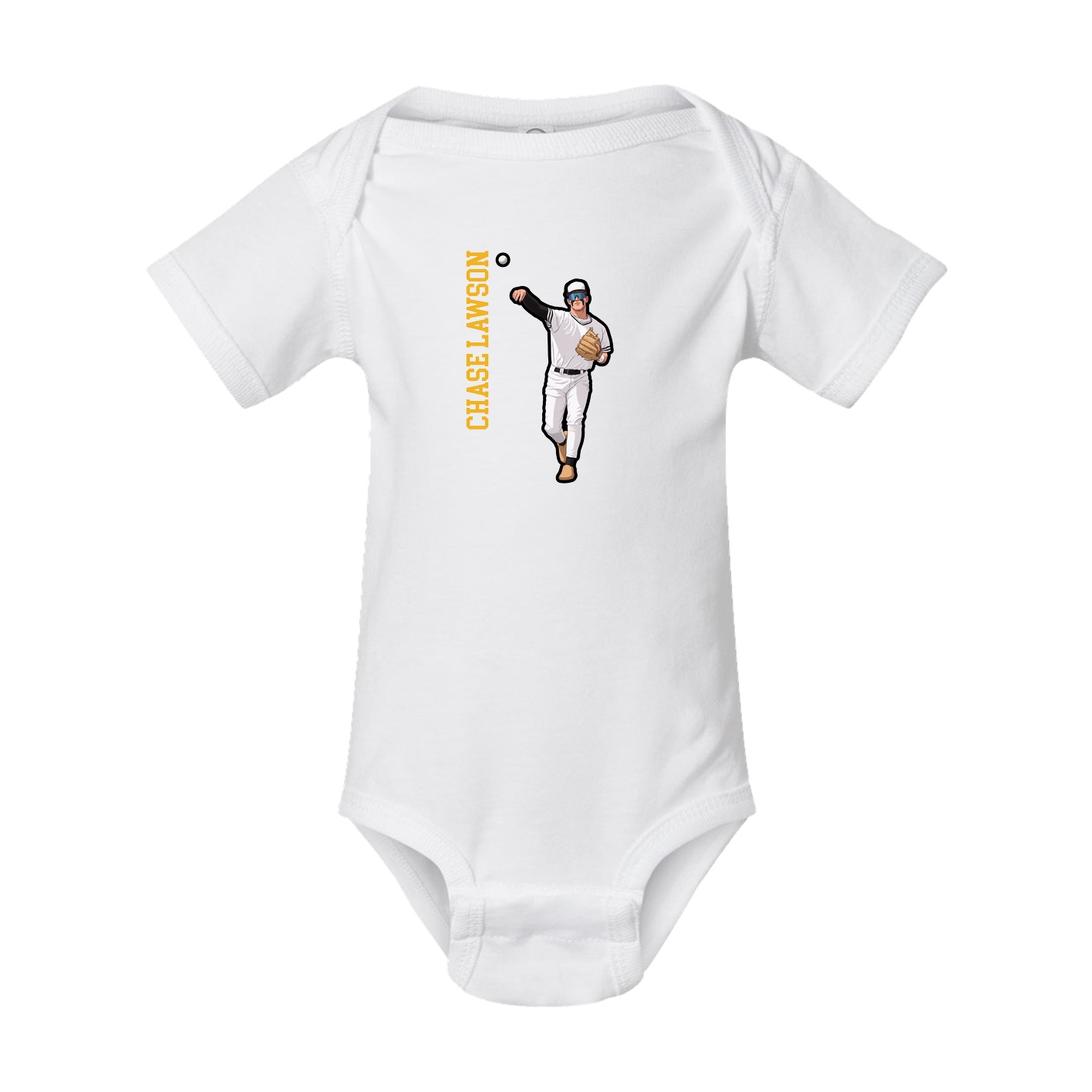 Baby Onesie — Name Vertical in White