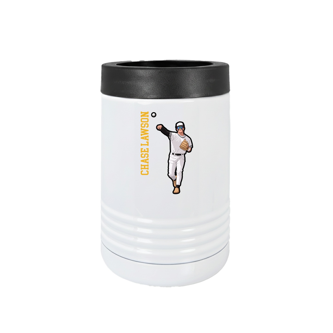 Beverage Holder — Name Vertical in White