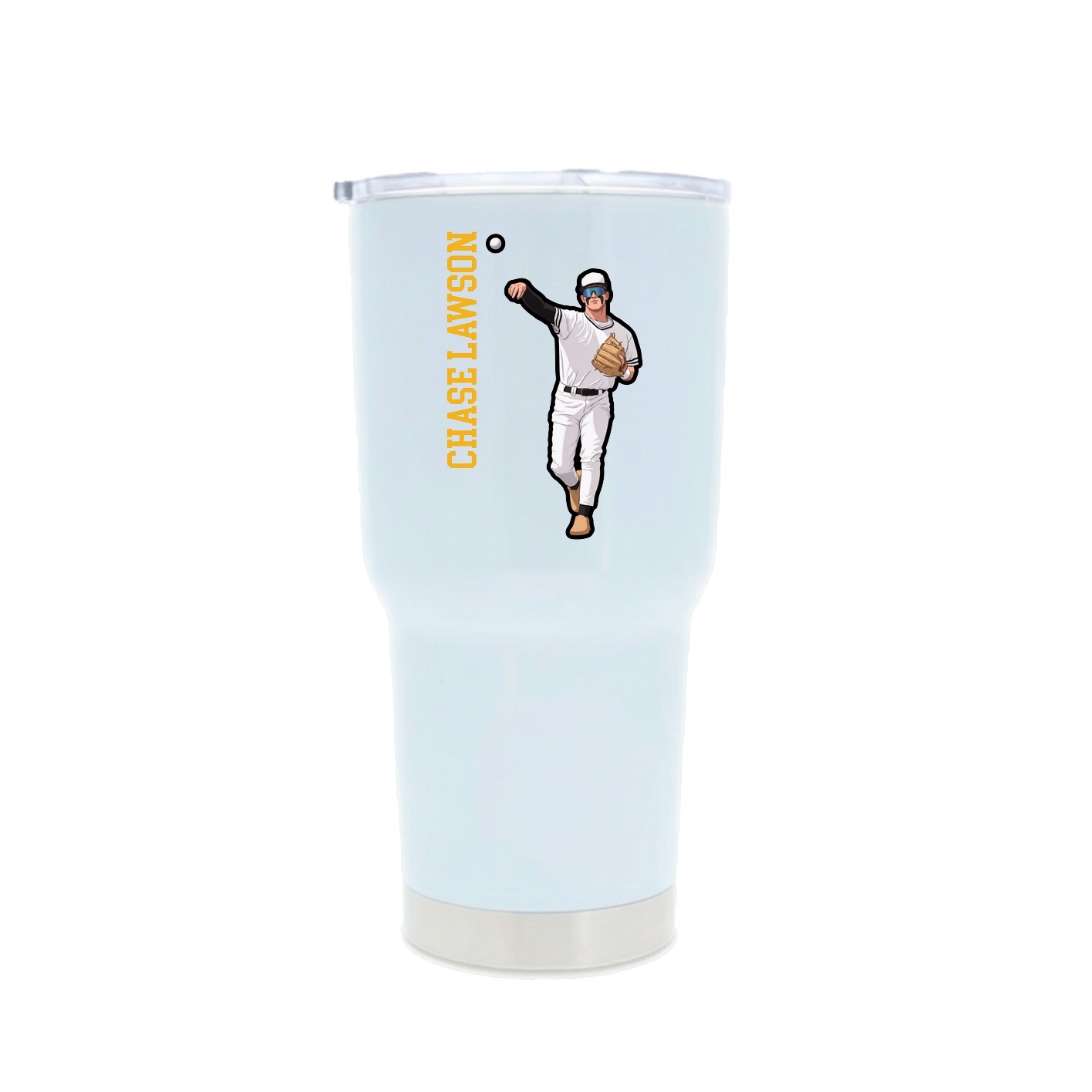 30oz Stainless Steel Tumbler — Name Vertical in White