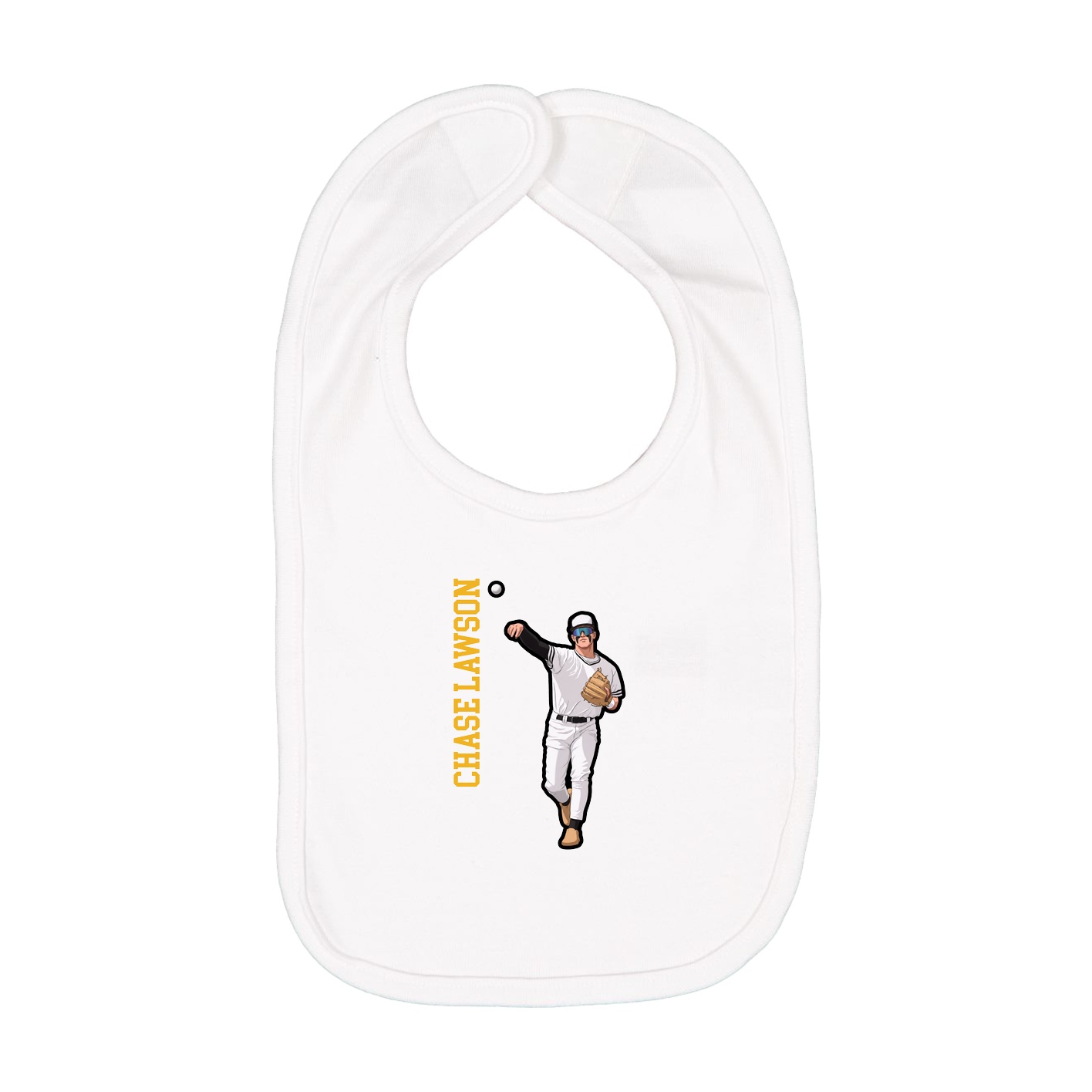 Infant Bib — Name Vertical in White