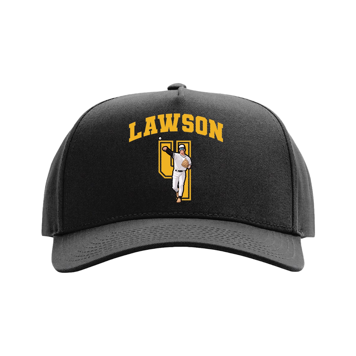 Full Fabric Five-Panel Champ Cap — Number in Black
