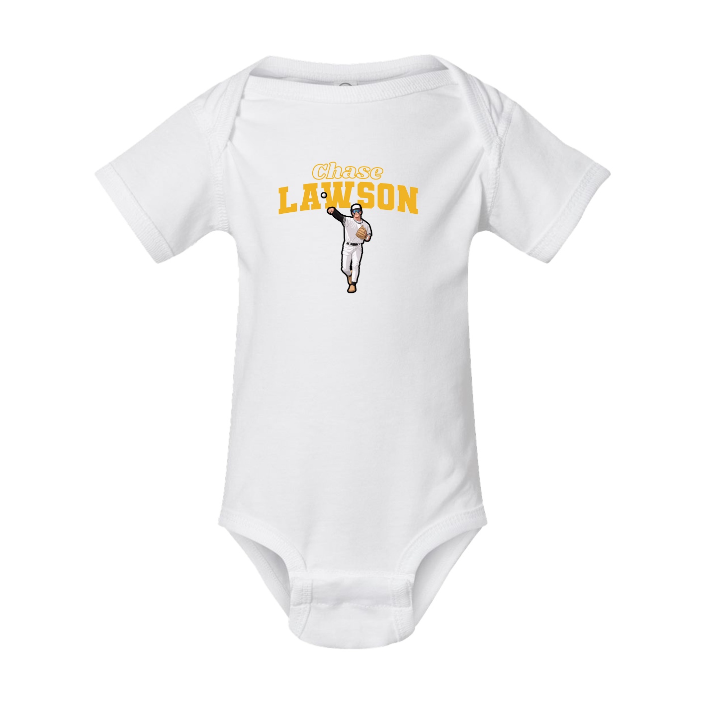 Baby Onesie — Name Arch in White