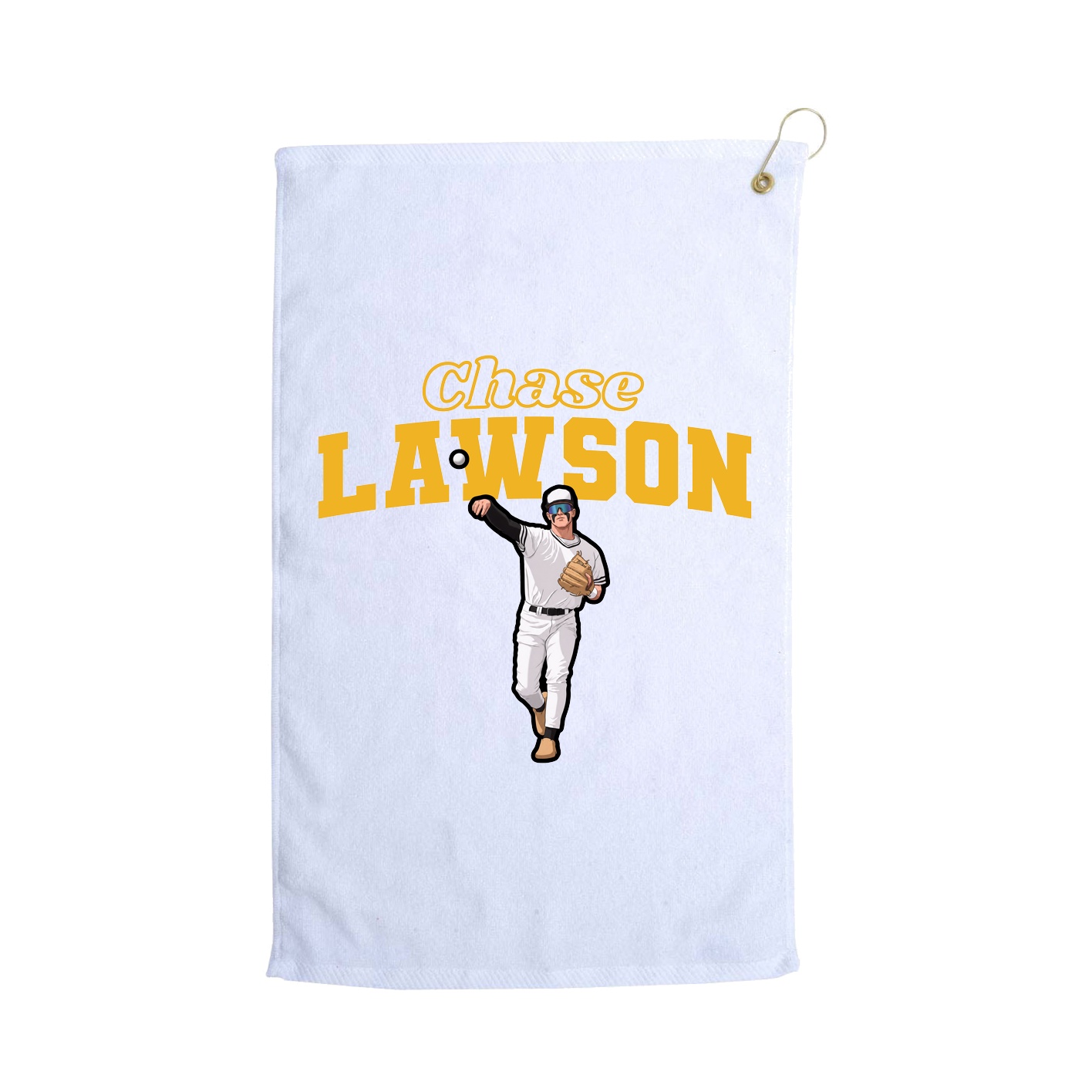 Golf Towel — Name Arch in White