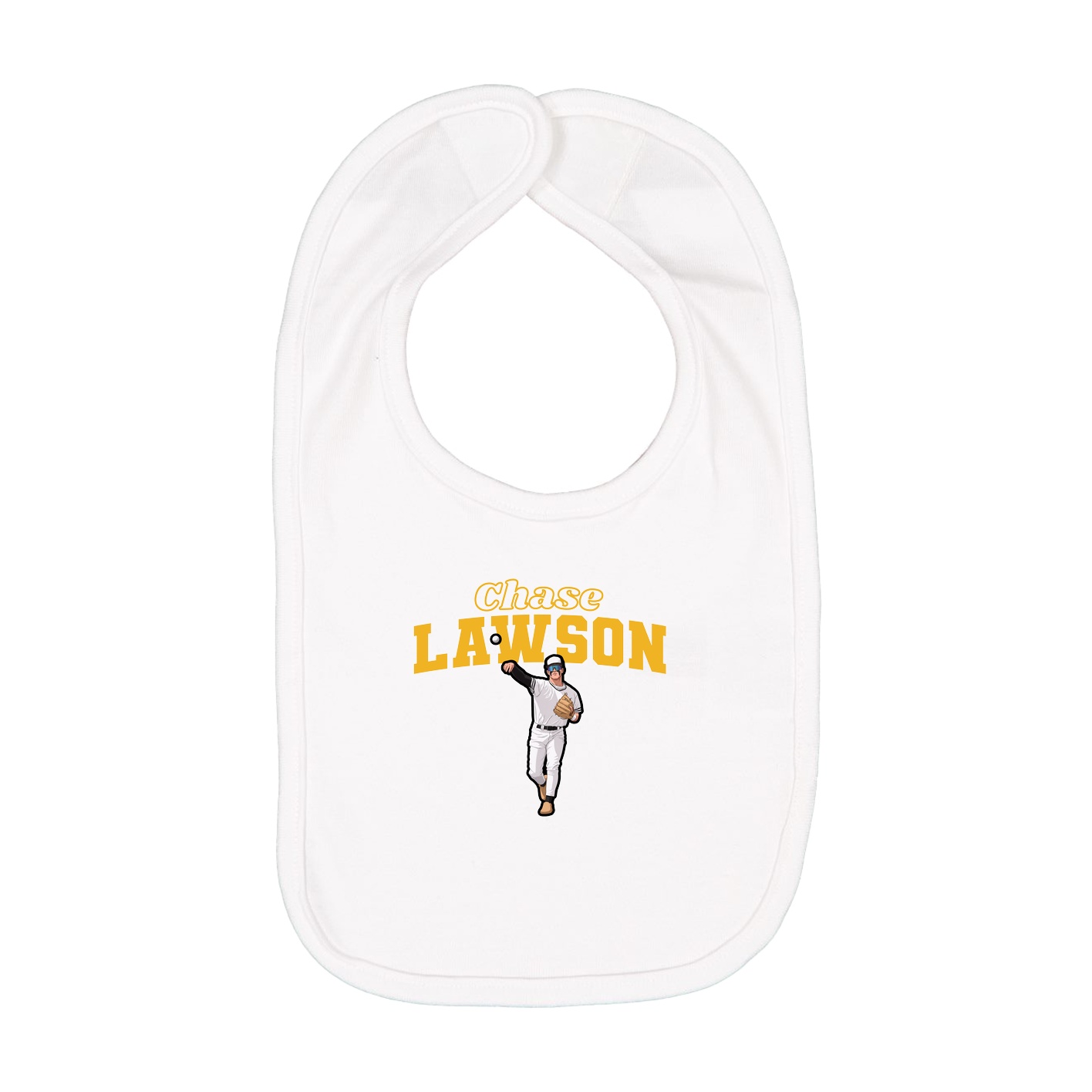 Infant Bib — Name Arch in White