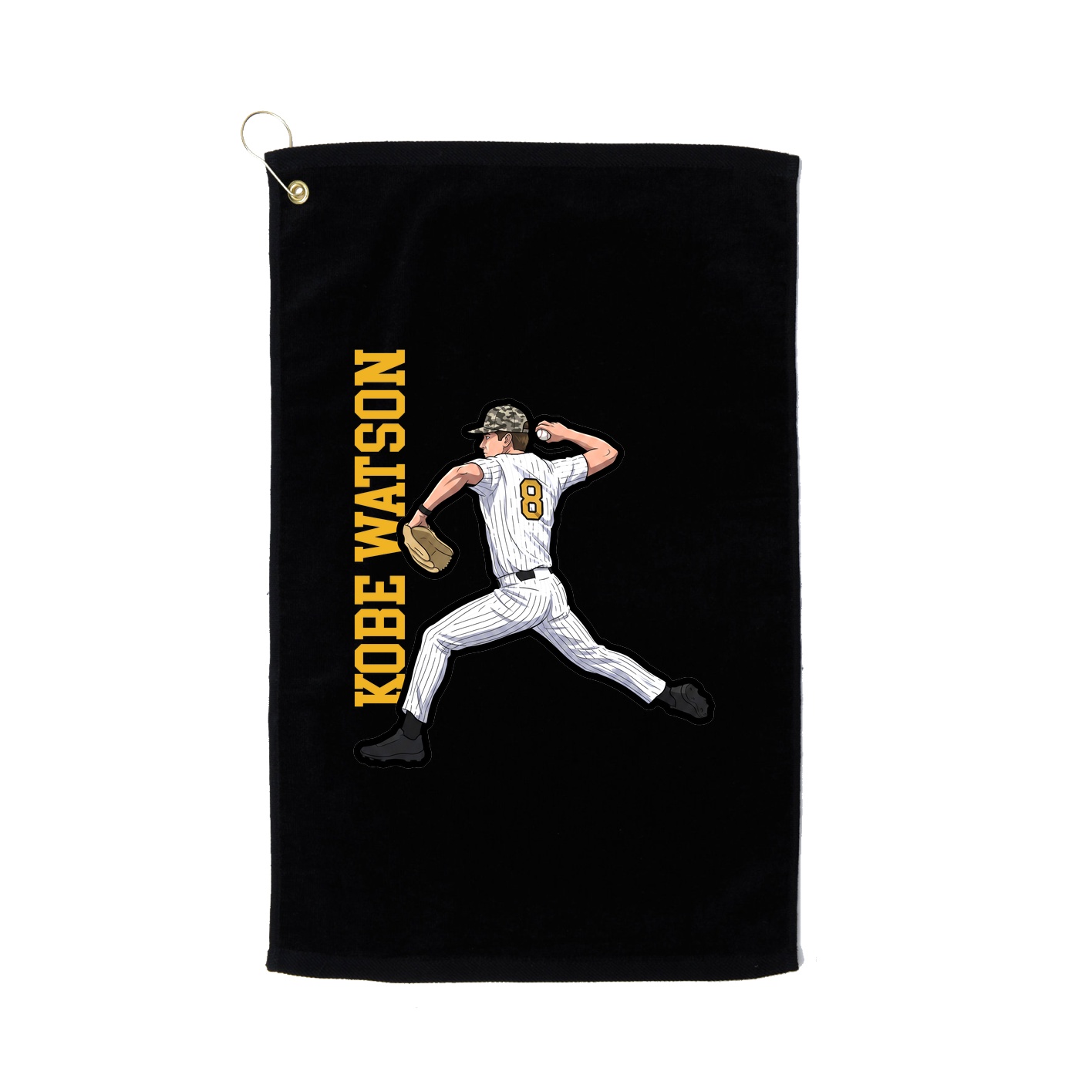 Golf Towel — Name Vertical in Black