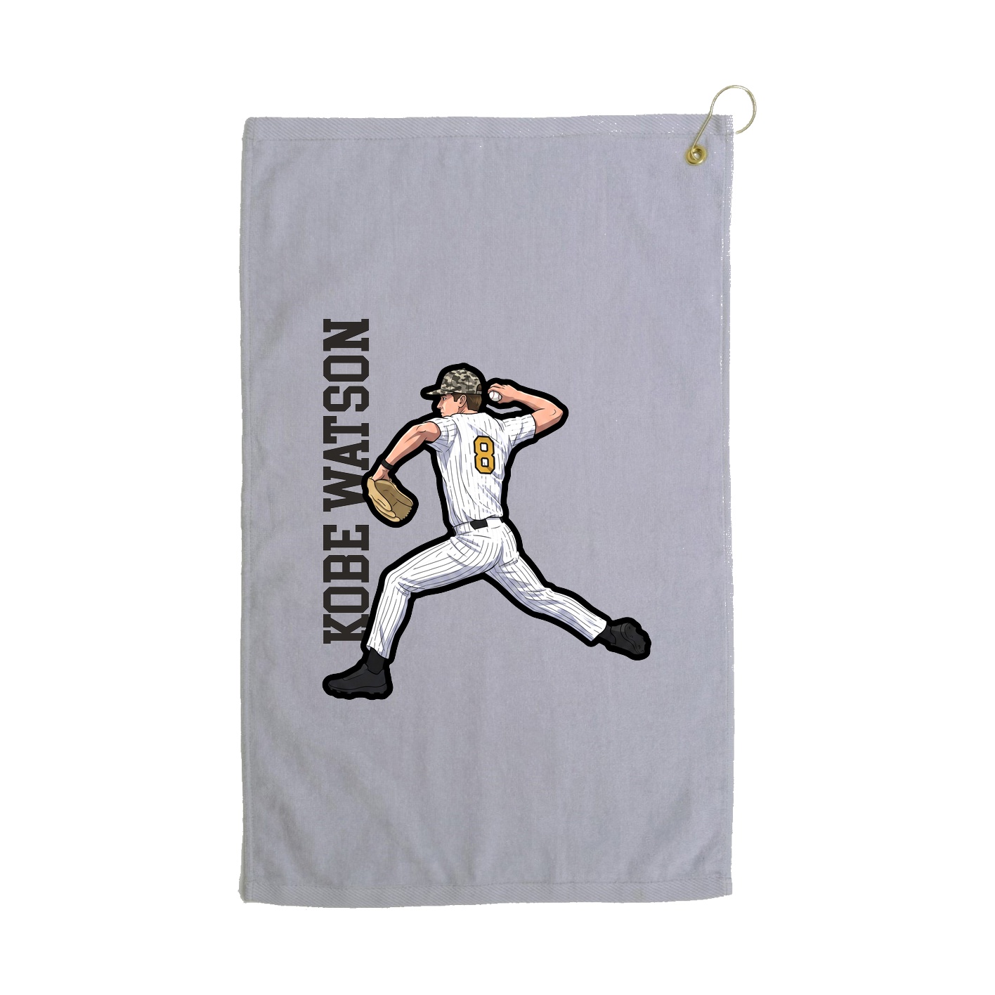 Golf Towel — Name Vertical in Grey