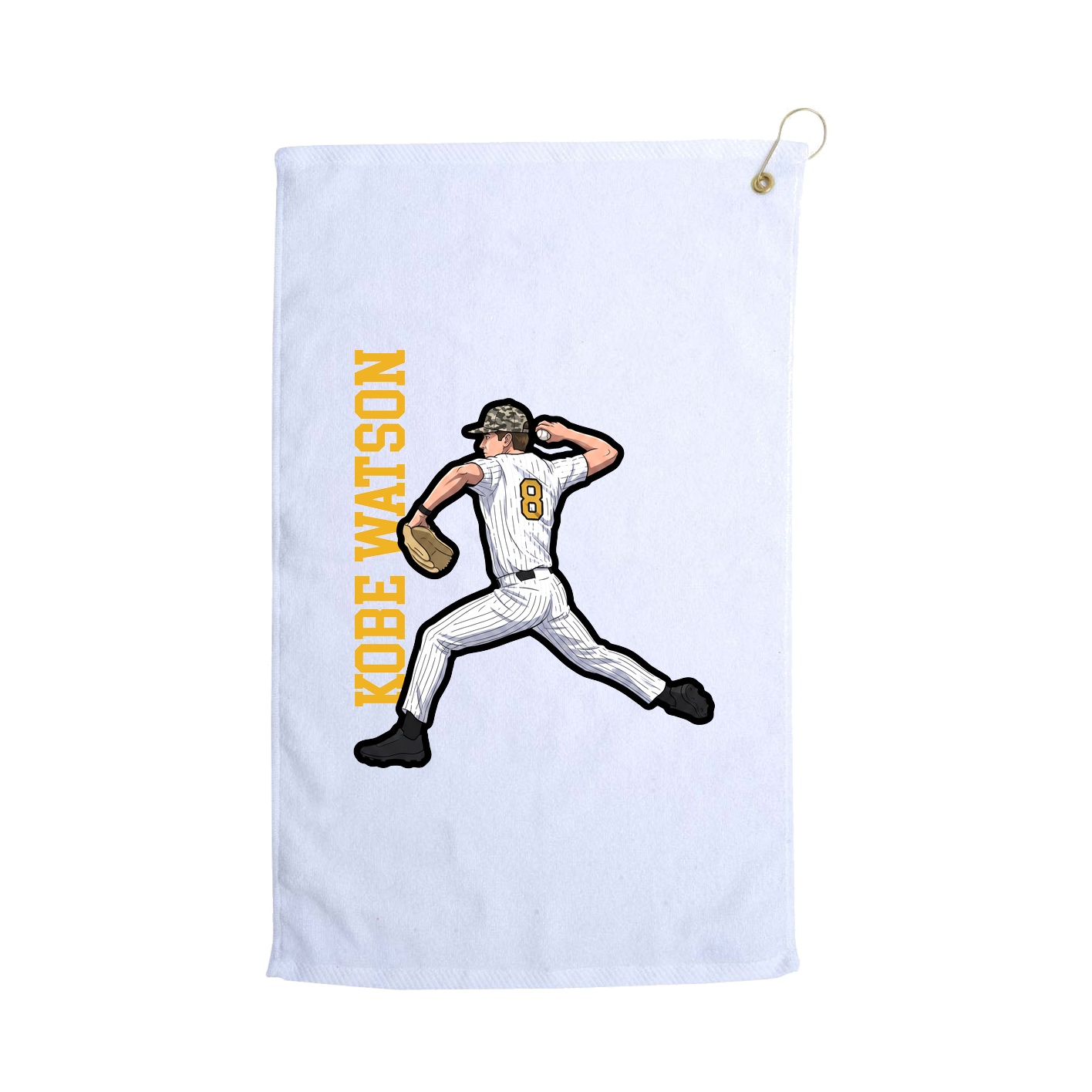 Golf Towel — Name Vertical in White