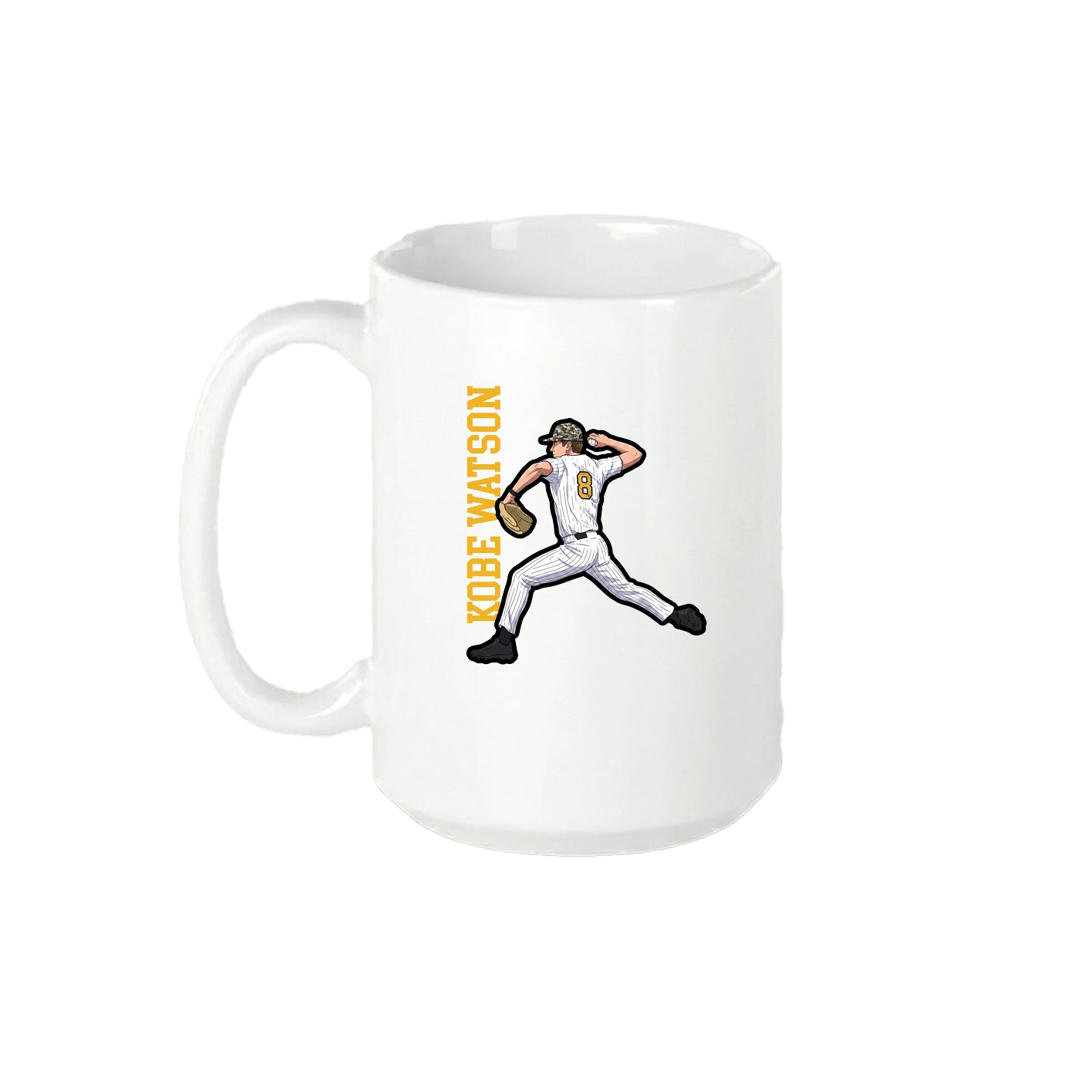 15oz Coffee Mug — Name Vertical in White