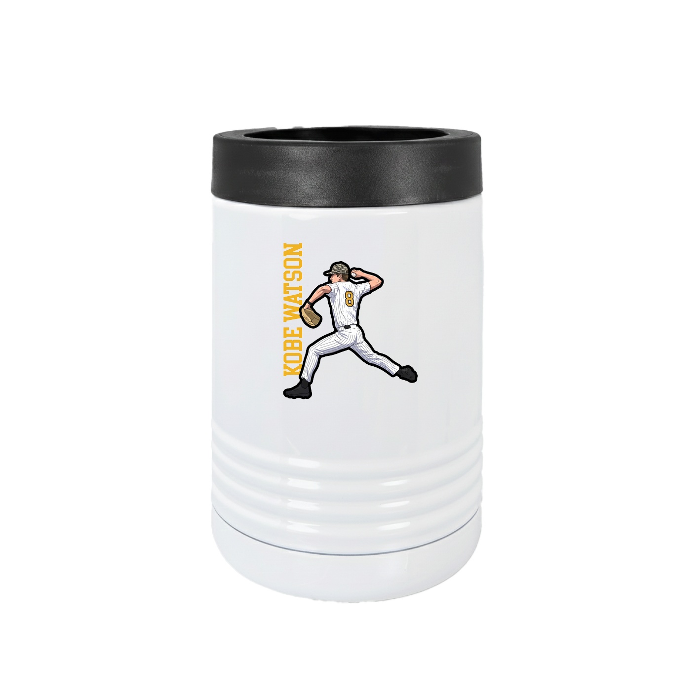 Beverage Holder — Name Vertical in White