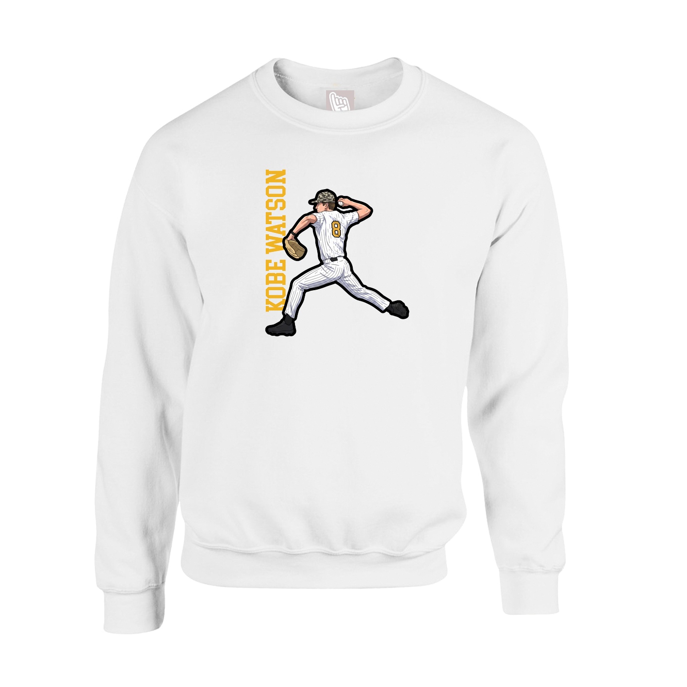 Fleece Crew — Name Vertical in White