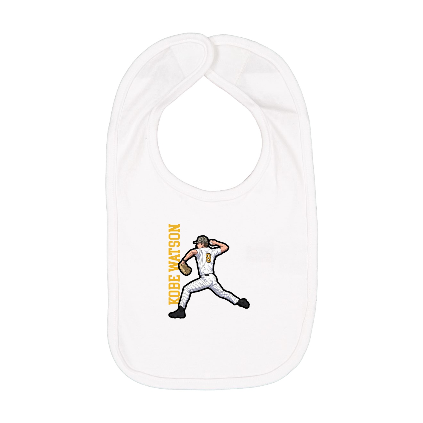 Infant Bib — Name Vertical in White