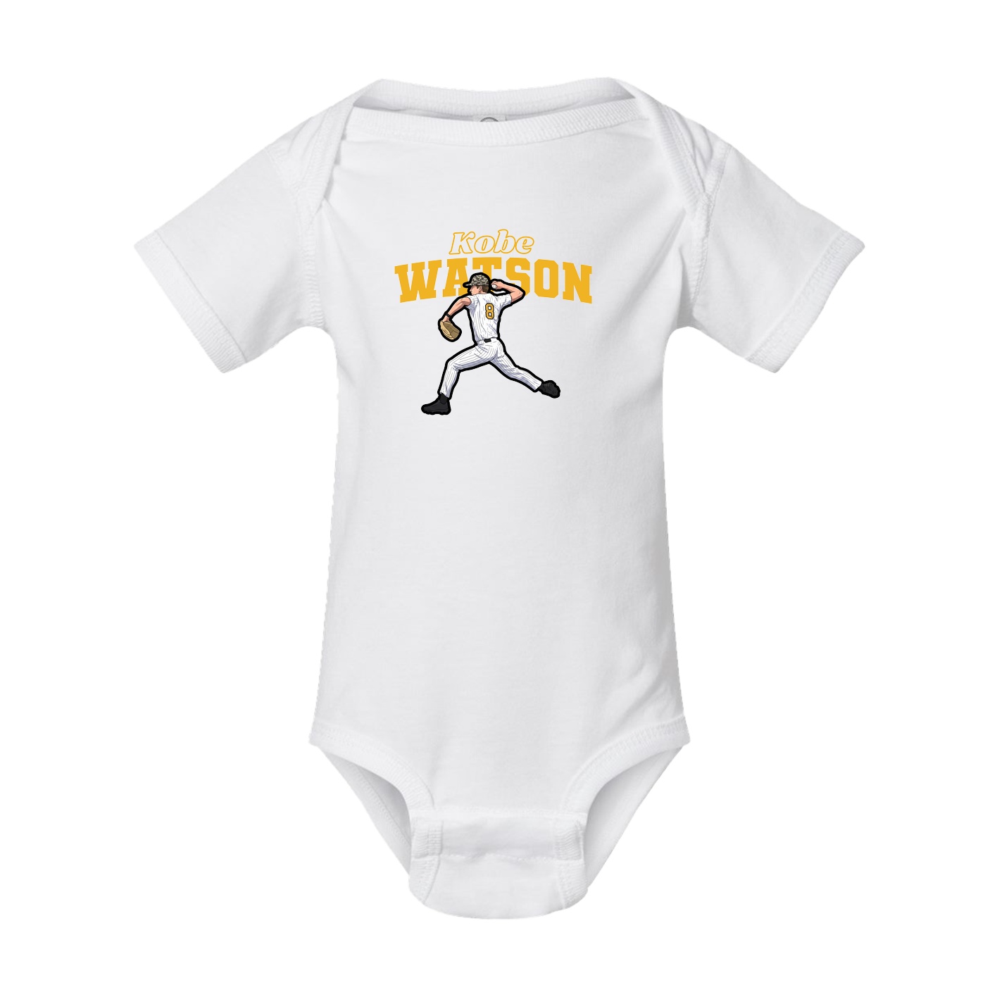 Baby Onesie — Name Arch in White