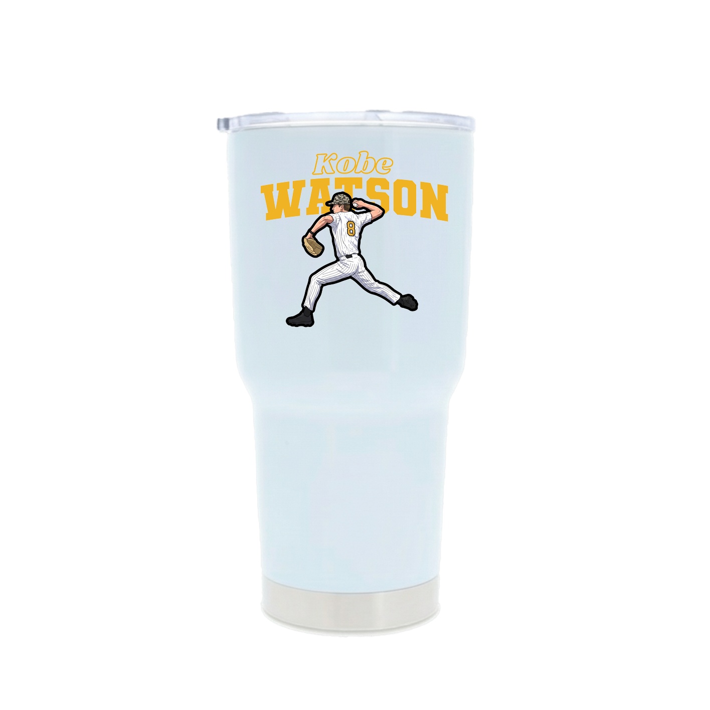 30oz Stainless Steel Tumbler — Name Arch in White