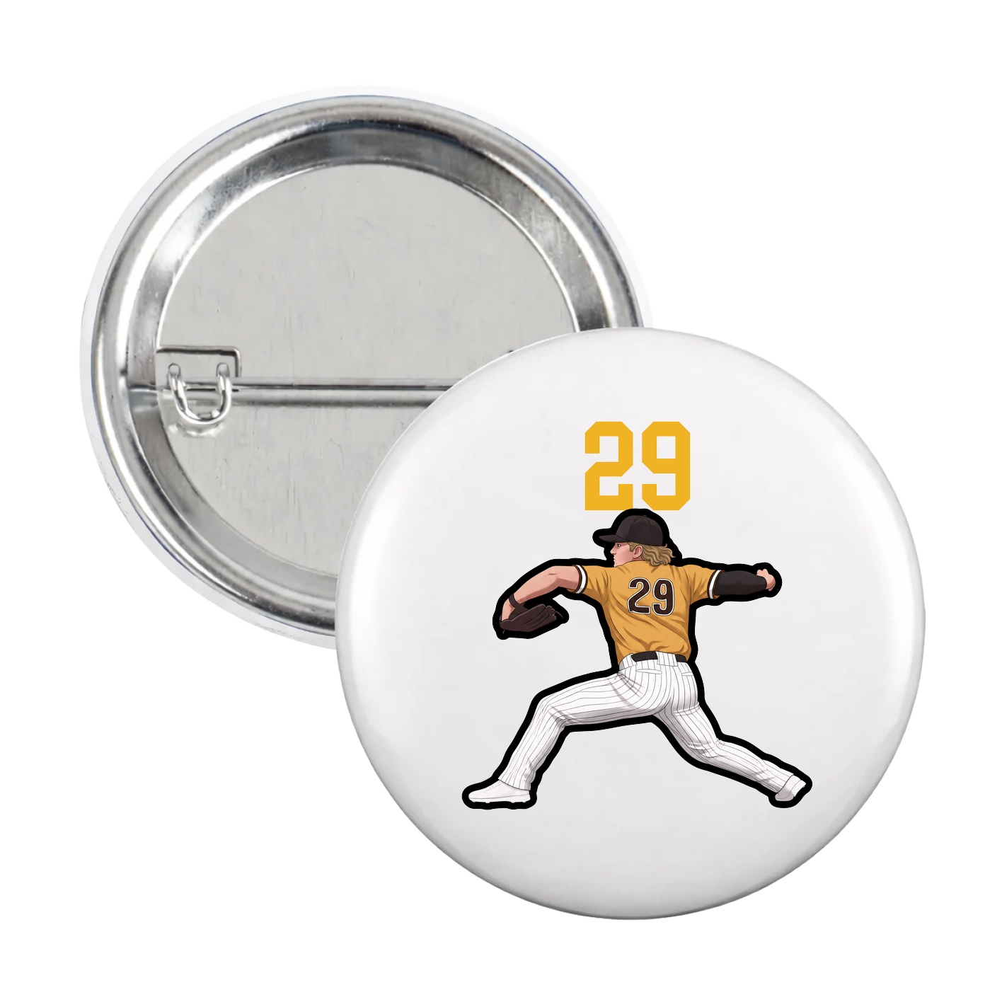 Game Day Button — Number Top in White