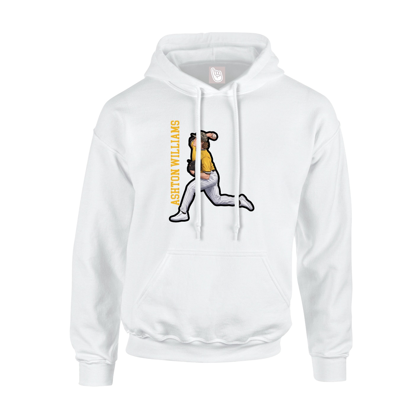 Hoodie — Name Vertical in White