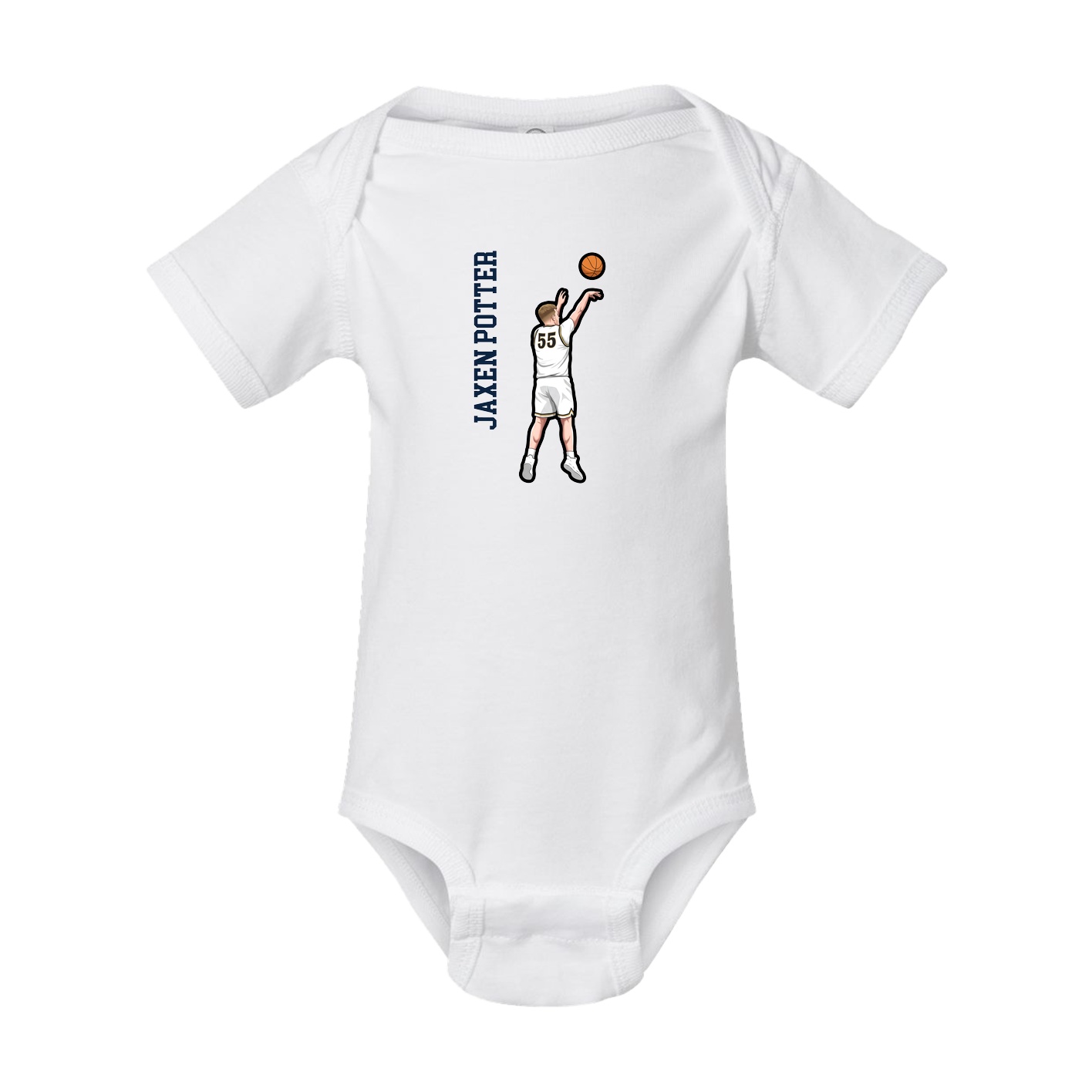 Baby Onesie — Name Vertical in White