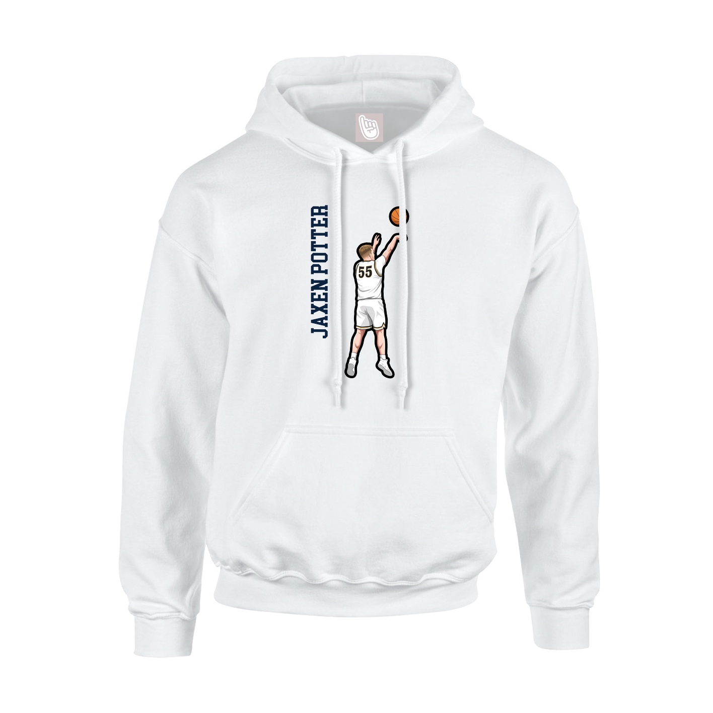 Youth Hoodie — Name Vertical in White