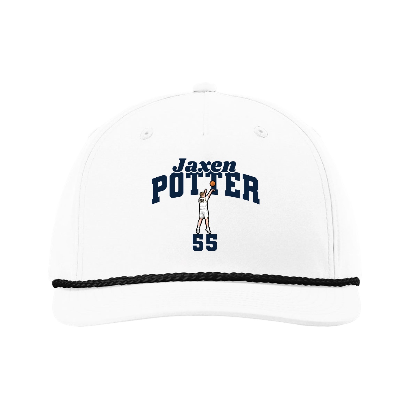 Five-Panel Classic Rope Cap — Signature Arch in White