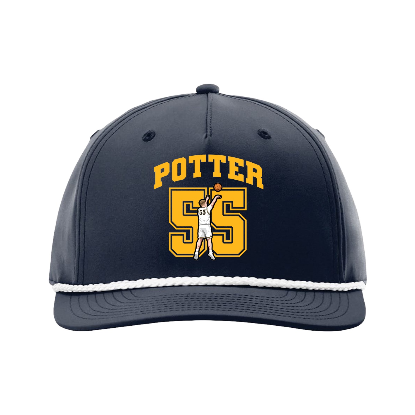 Five-Panel Classic Rope Cap — Number in Navy