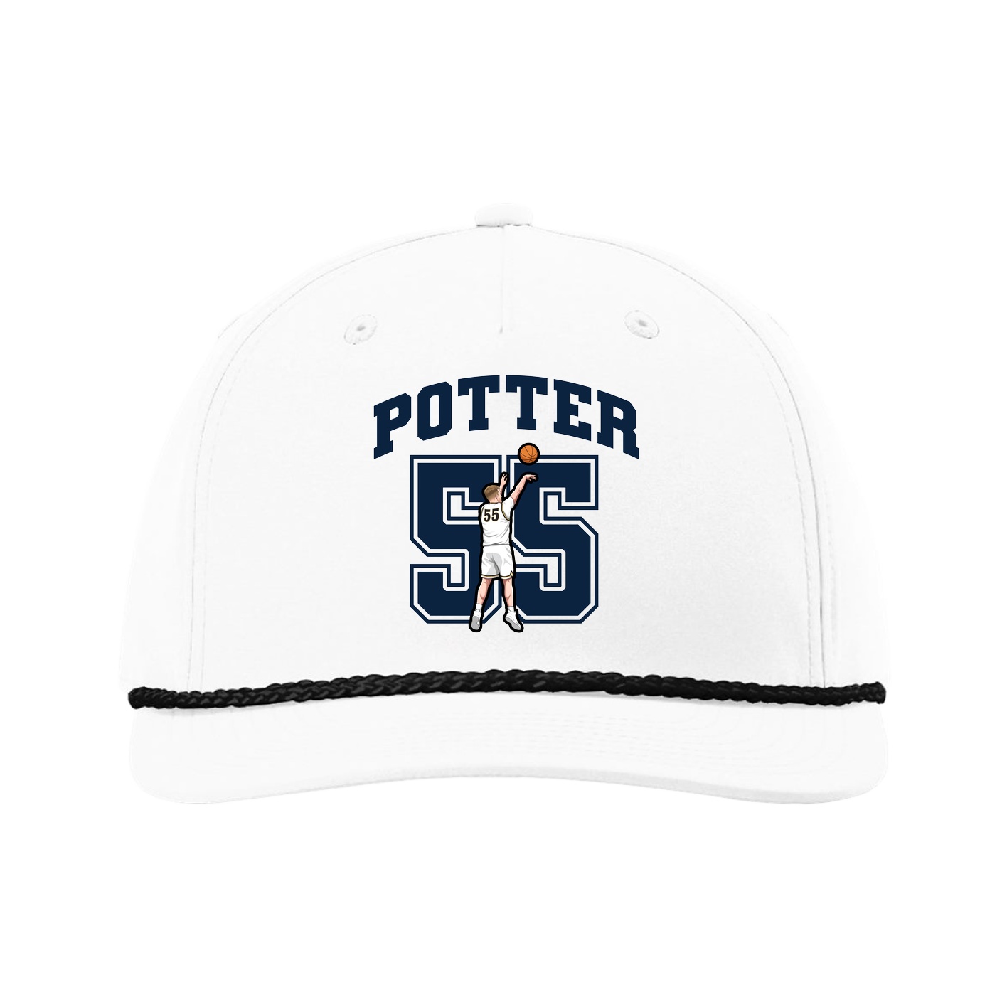 Five-Panel Classic Rope Cap — Number in White